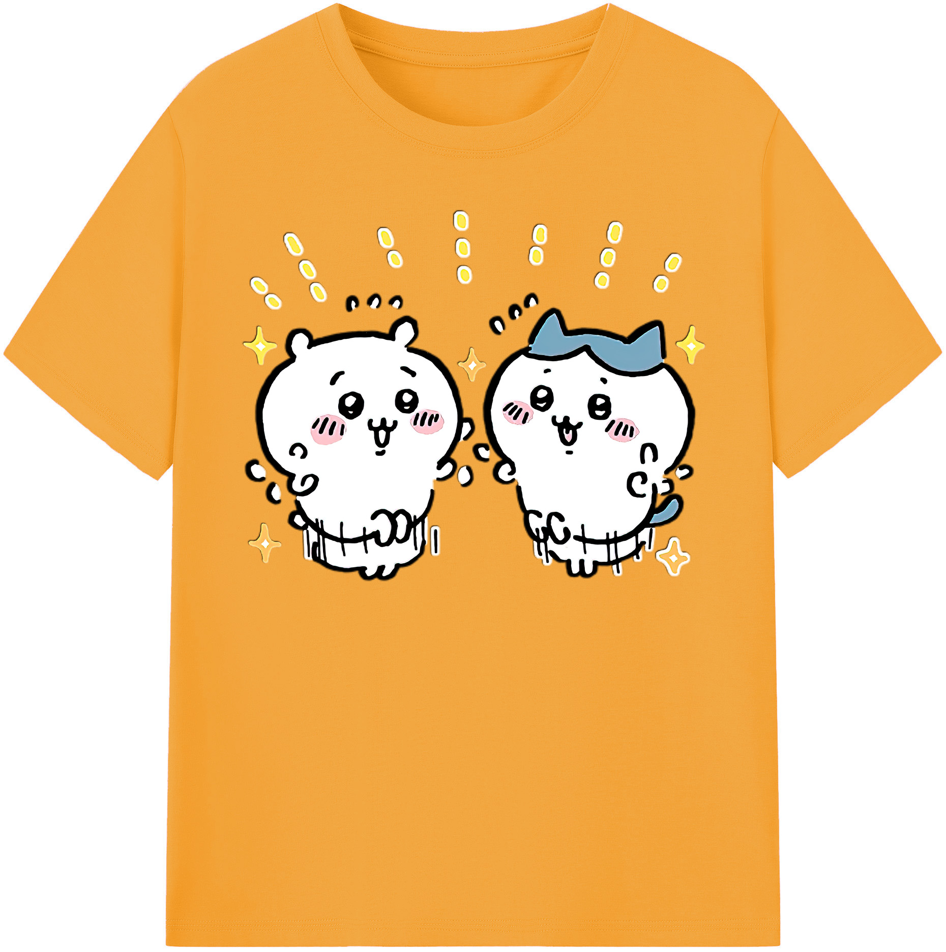 （画像用） ちいかわ ハチワレ Chii-kawa hachiware レディースカジュアルプリントTシャツ（綿100％）