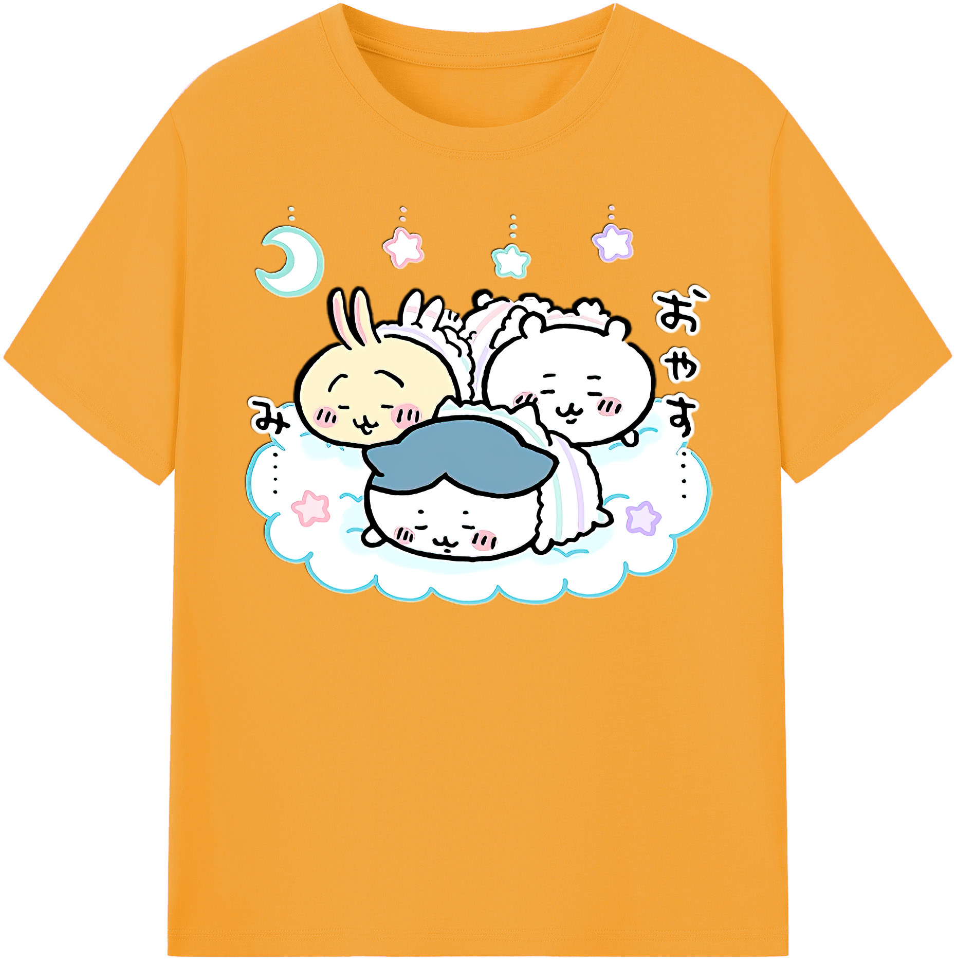 （画像用） ちいかわ ハチワレ Chii-kawa hachiware レディースカジュアルプリントTシャツ（綿100％）