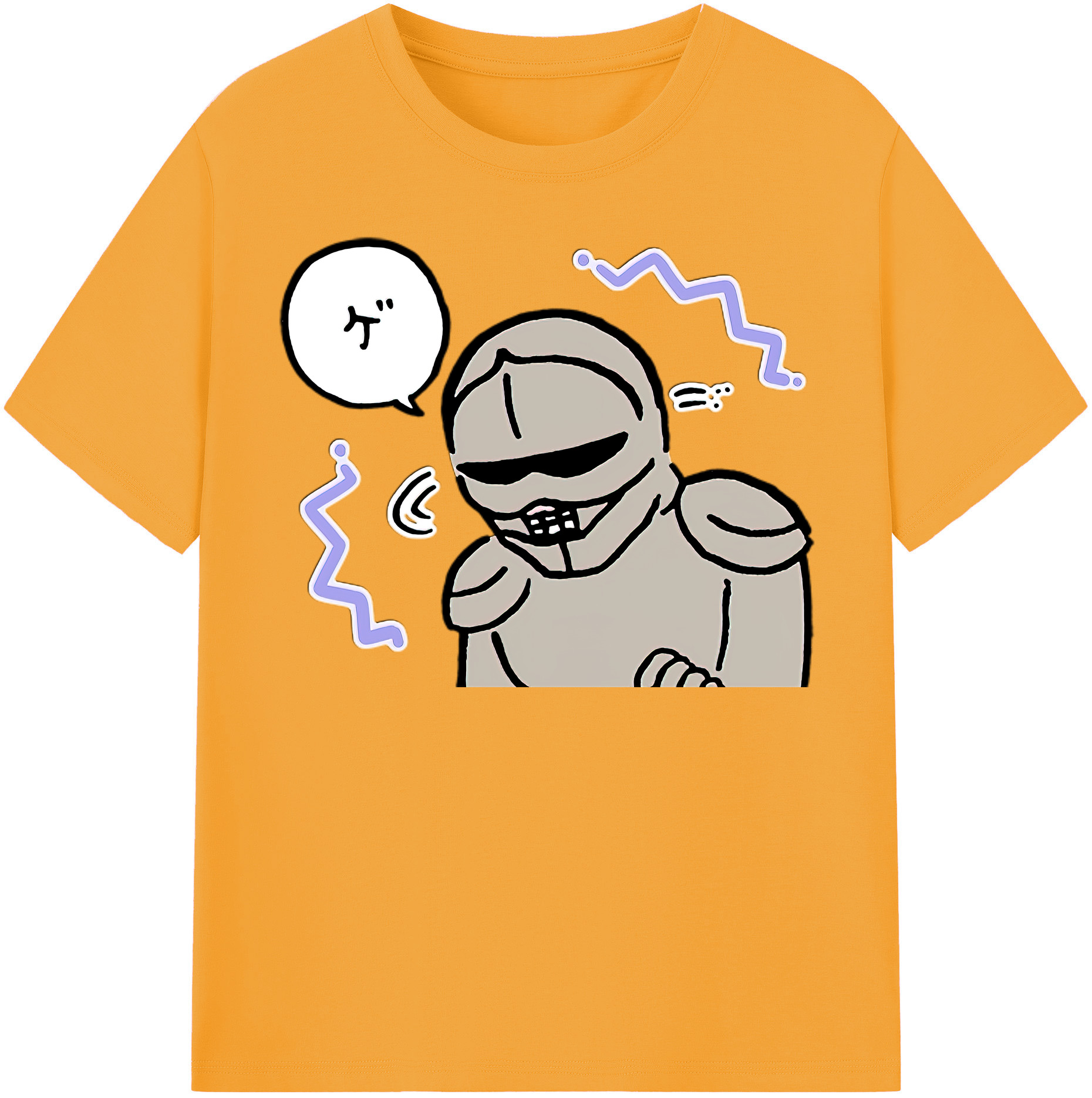 （画像用） ちいかわ 労働の鎧さん Chii-kawa Mr. Armor of Labor レディースカジュアルプリントTシャツ（綿100％）
