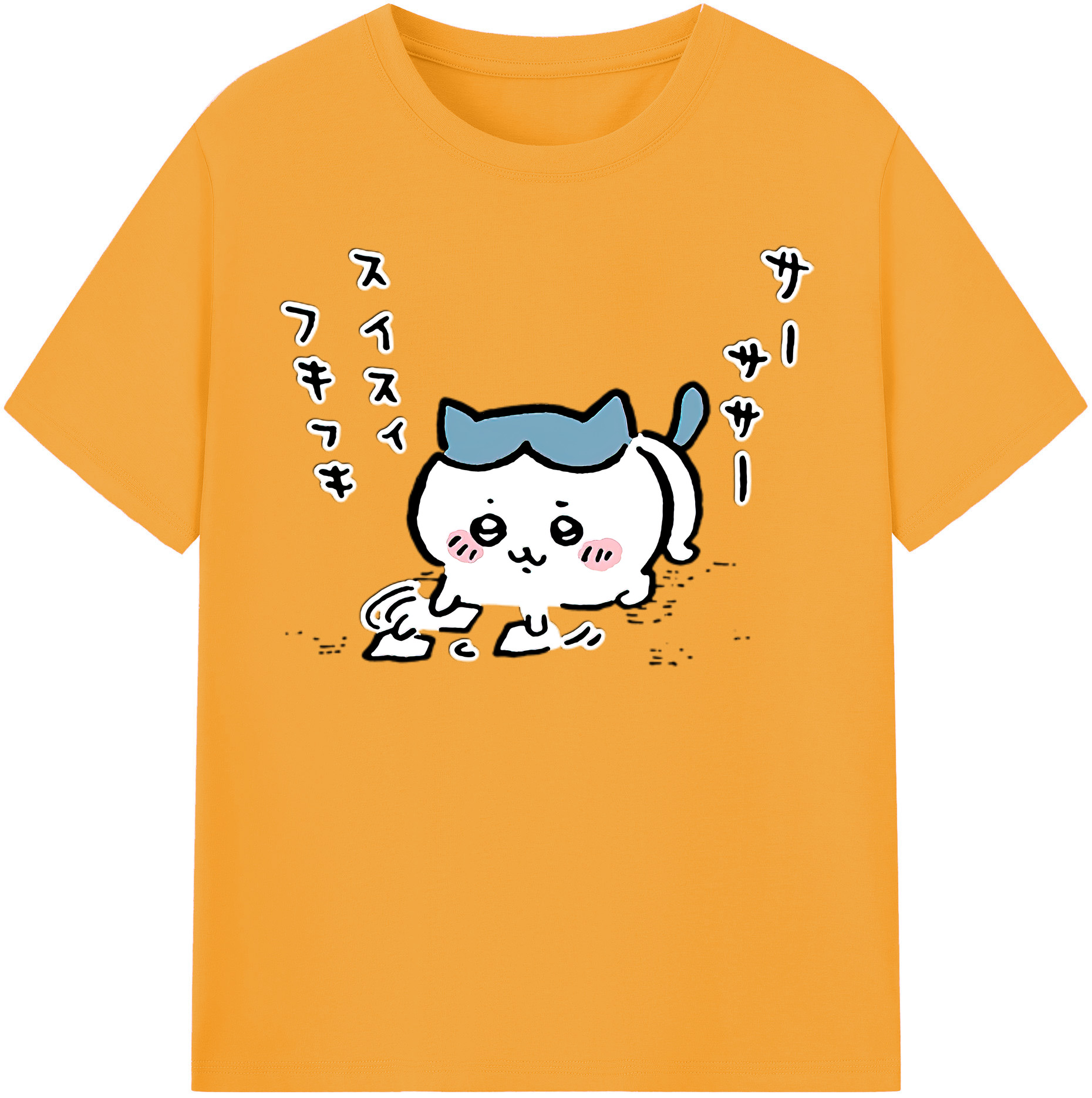 （画像用） ちいかわ ハチワレ Chii-kawa hachiware レディースカジュアルプリントTシャツ（綿100％）