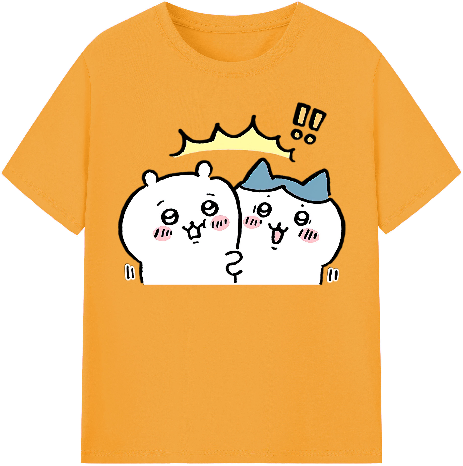（画像用） ちいかわ ハチワレ Chii-kawa hachiware レディースカジュアルプリントTシャツ（綿100％）