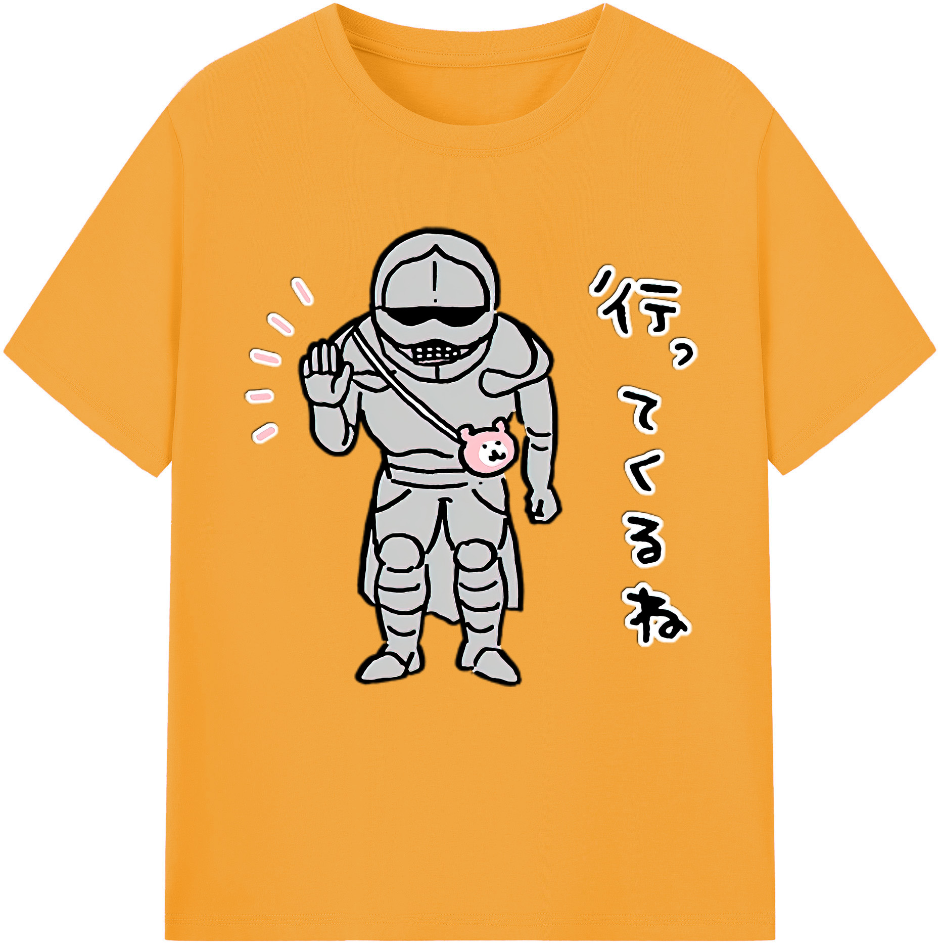 （画像用） ちいかわ 労働の鎧さん Chii-kawa Mr. Armor of Labor レディースカジュアルプリントTシャツ（綿100％）