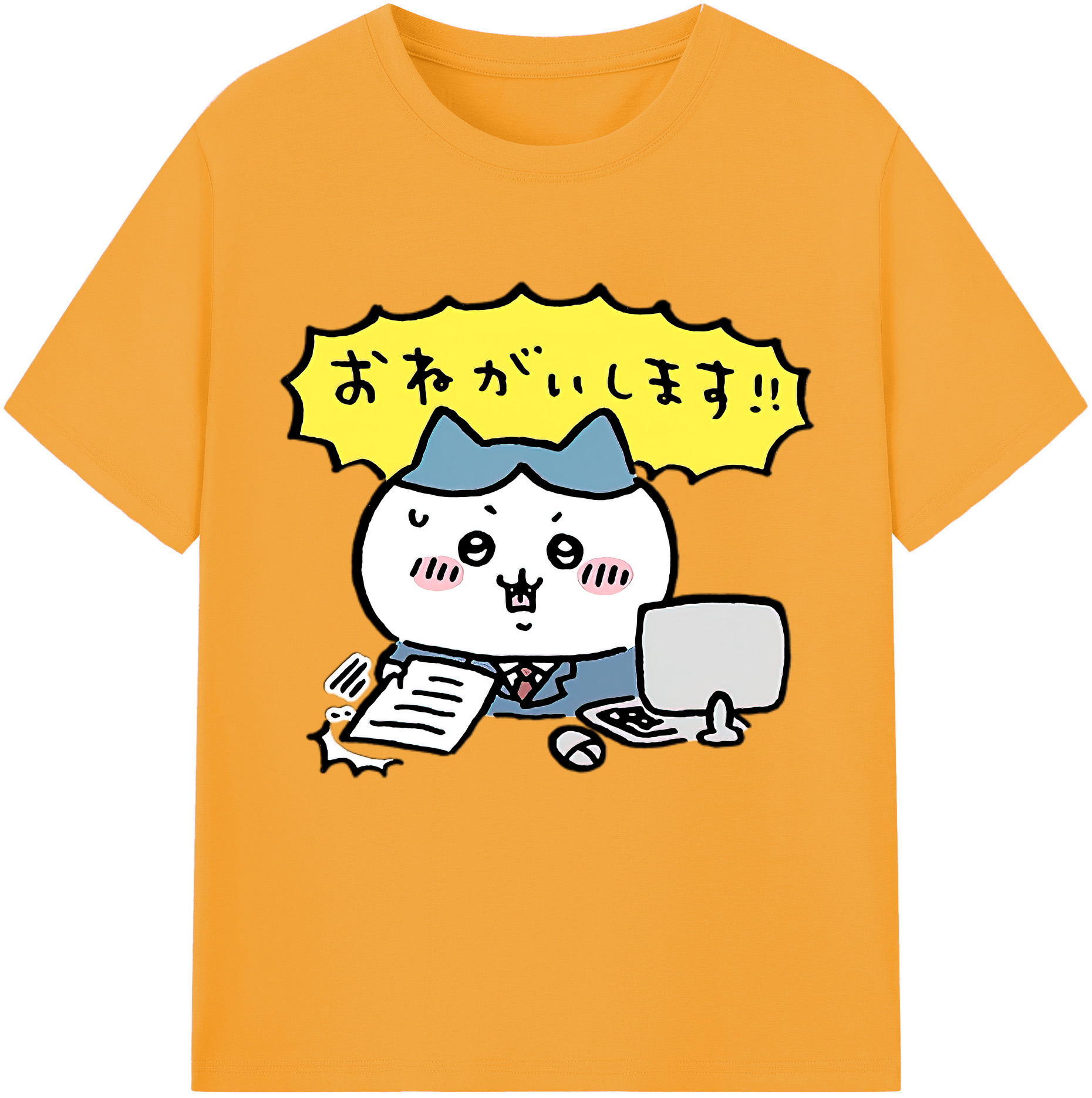 （画像用） ちいかわ ハチワレ Chii-kawa hachiware レディースカジュアルプリントTシャツ（綿100％）