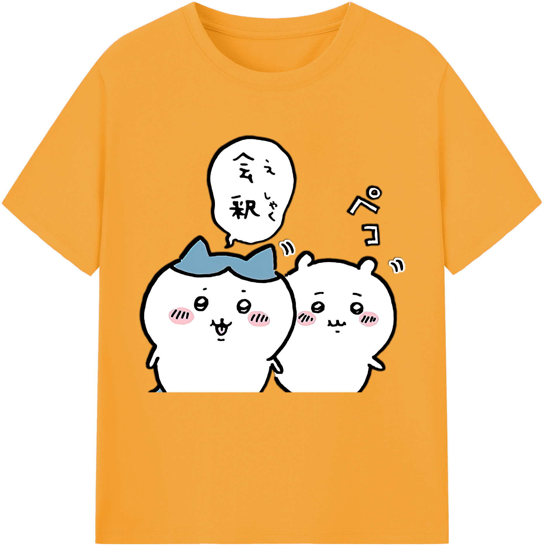 （画像用） ちいかわ ハチワレ Chii-kawa hachiware レディースカジュアルプリントTシャツ（綿100％）