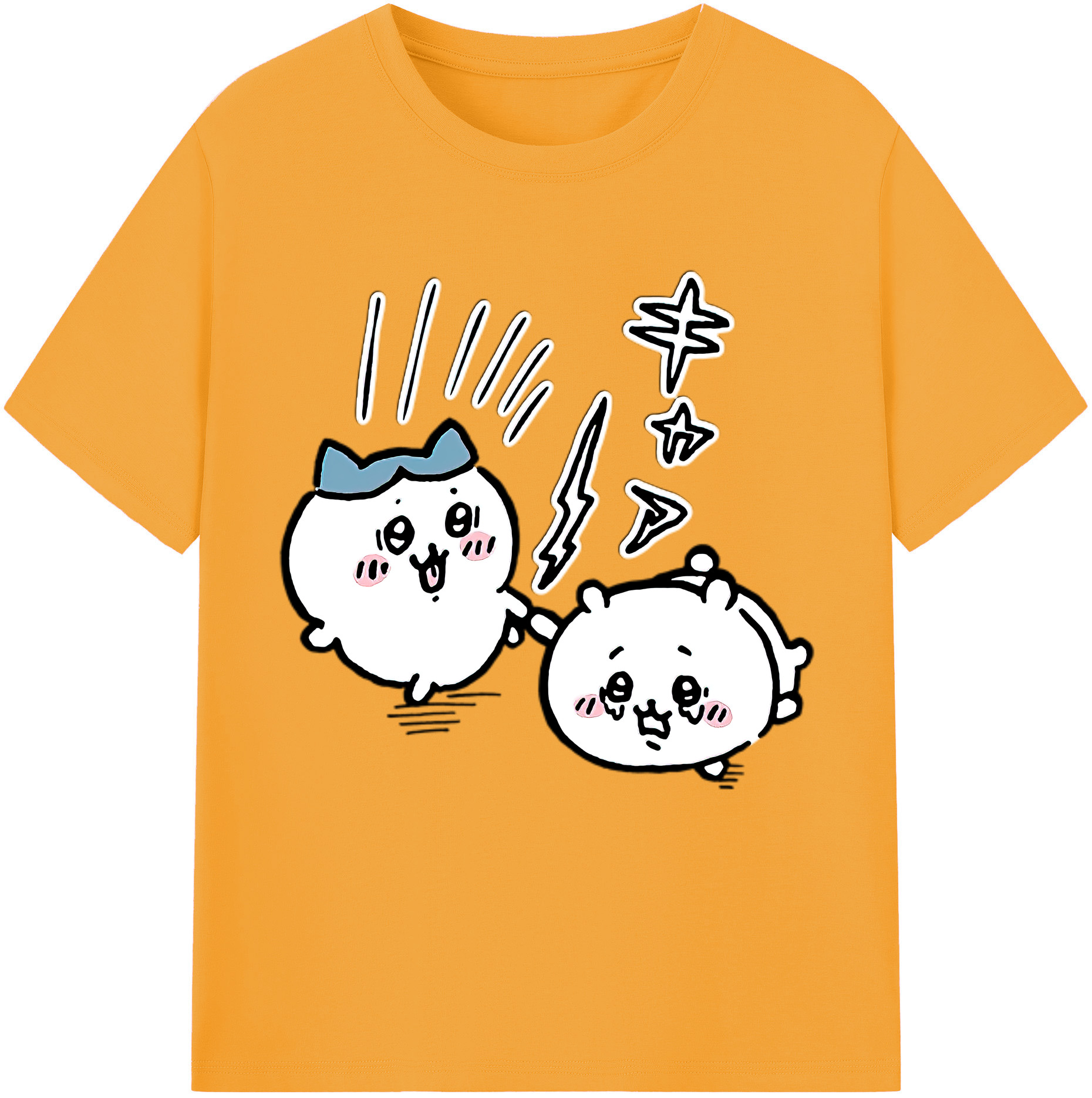 （画像用） ちいかわ ハチワレ Chii-kawa hachiware レディースカジュアルプリントTシャツ（綿100％）