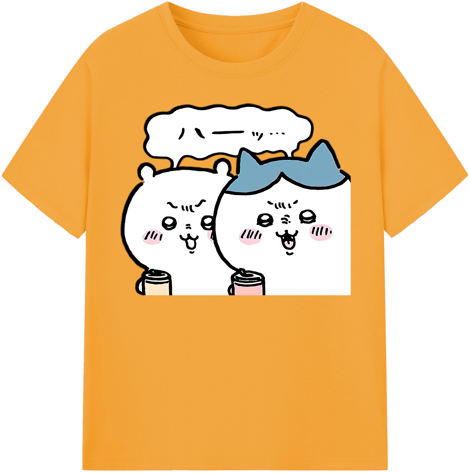 （画像用） ちいかわ ハチワレ Chii-kawa hachiware レディースカジュアルプリントTシャツ（綿100％）