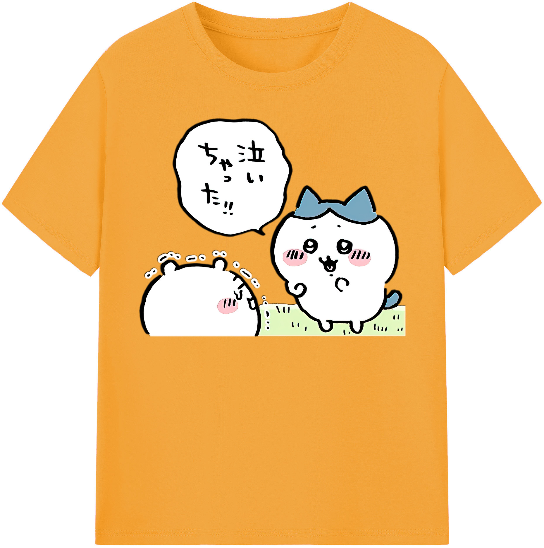 （画像用） ちいかわ ハチワレ Chii-kawa hachiware レディースカジュアルプリントTシャツ（綿100％）