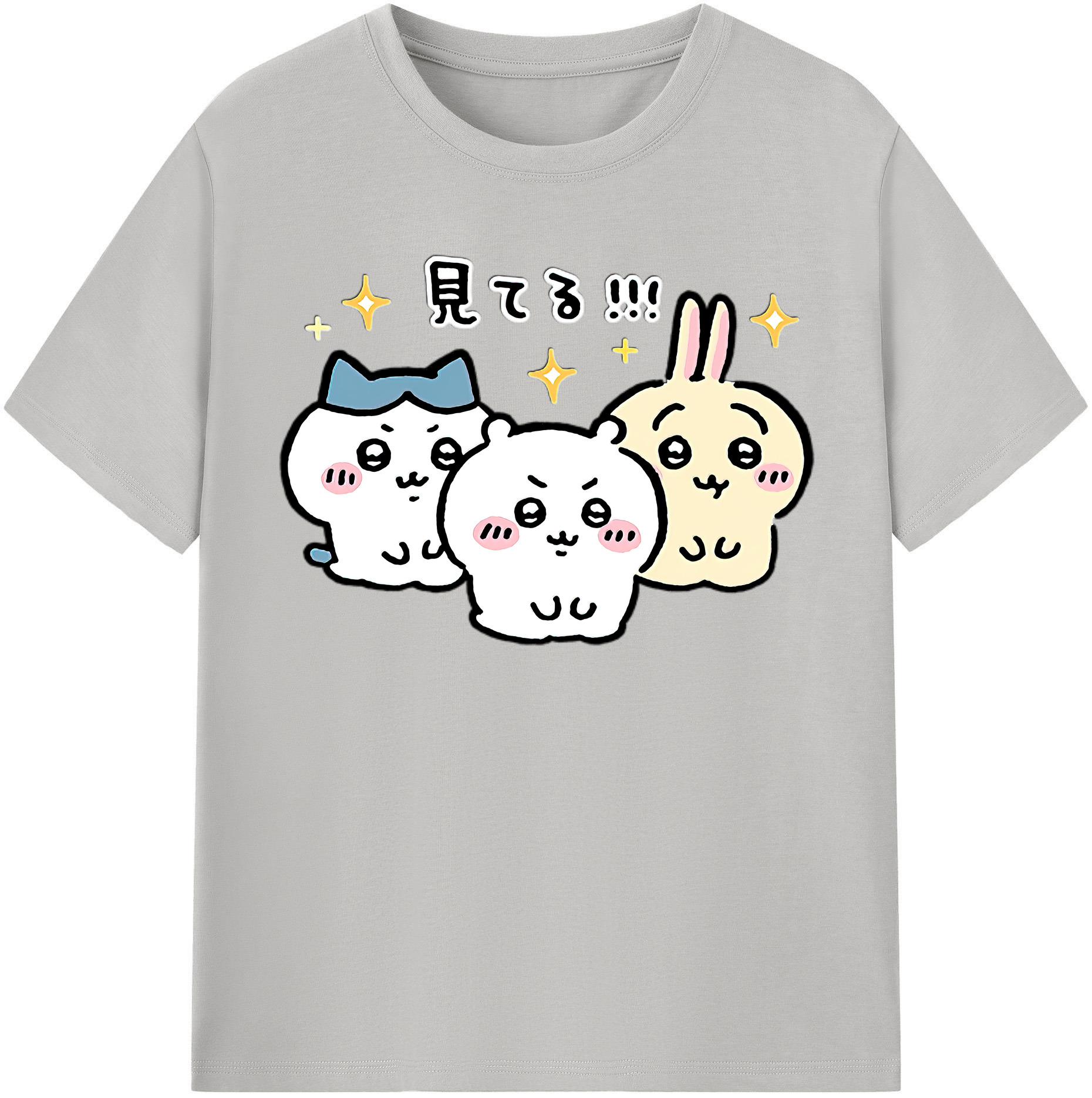 （画像用） ちいかわ ハチワレ Chii-kawa hachiware レディースカジュアルプリントTシャツ（綿100％）
