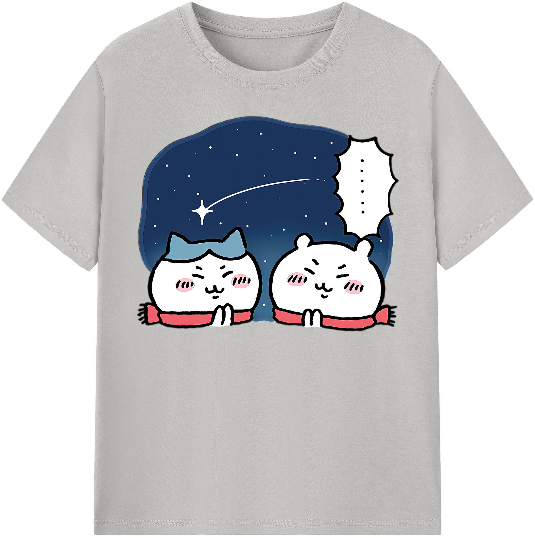 （画像用） ちいかわ ハチワレ Chii-kawa hachiware レディースカジュアルプリントTシャツ（綿100％）