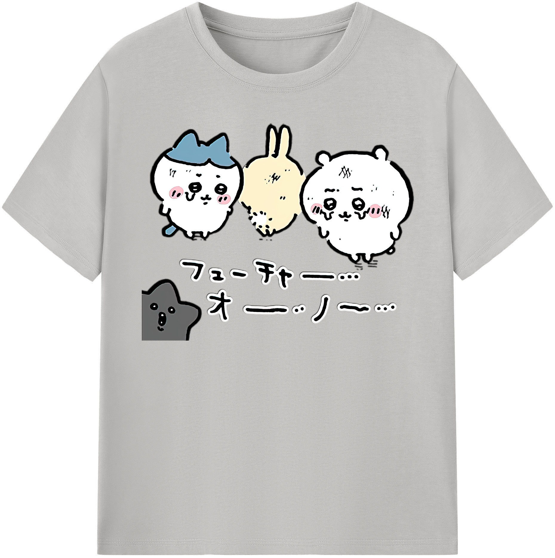 （画像用） ちいかわ ハチワレ Chii-kawa hachiware レディースカジュアルプリントTシャツ（綿100％）