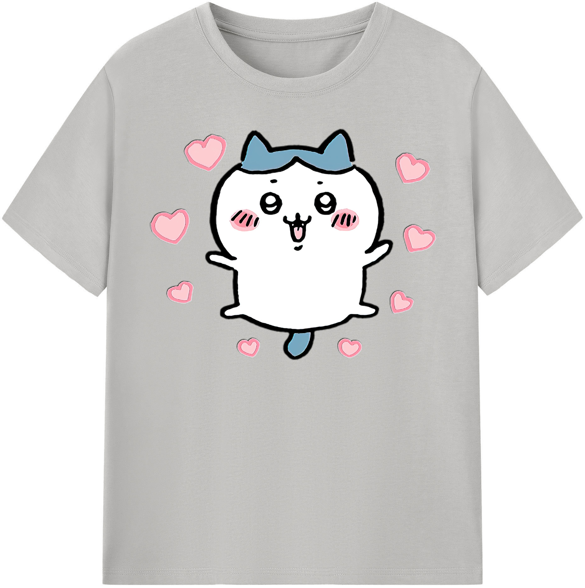 （画像用） ちいかわ ハチワレ Chii-kawa hachiware レディースカジュアルプリントTシャツ（綿100％）