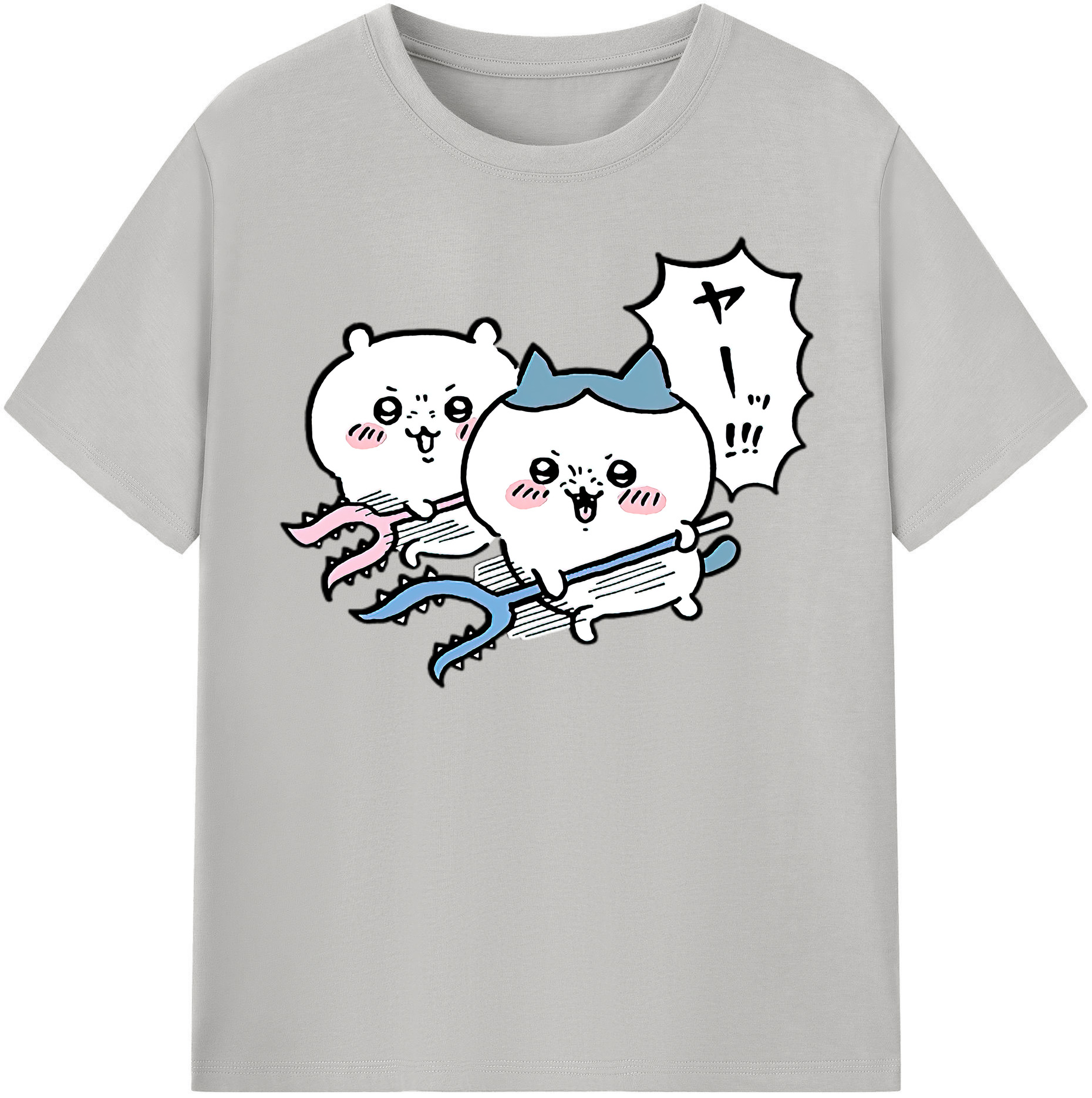 （画像用） ちいかわ ハチワレ Chii-kawa hachiware レディースカジュアルプリントTシャツ（綿100％）