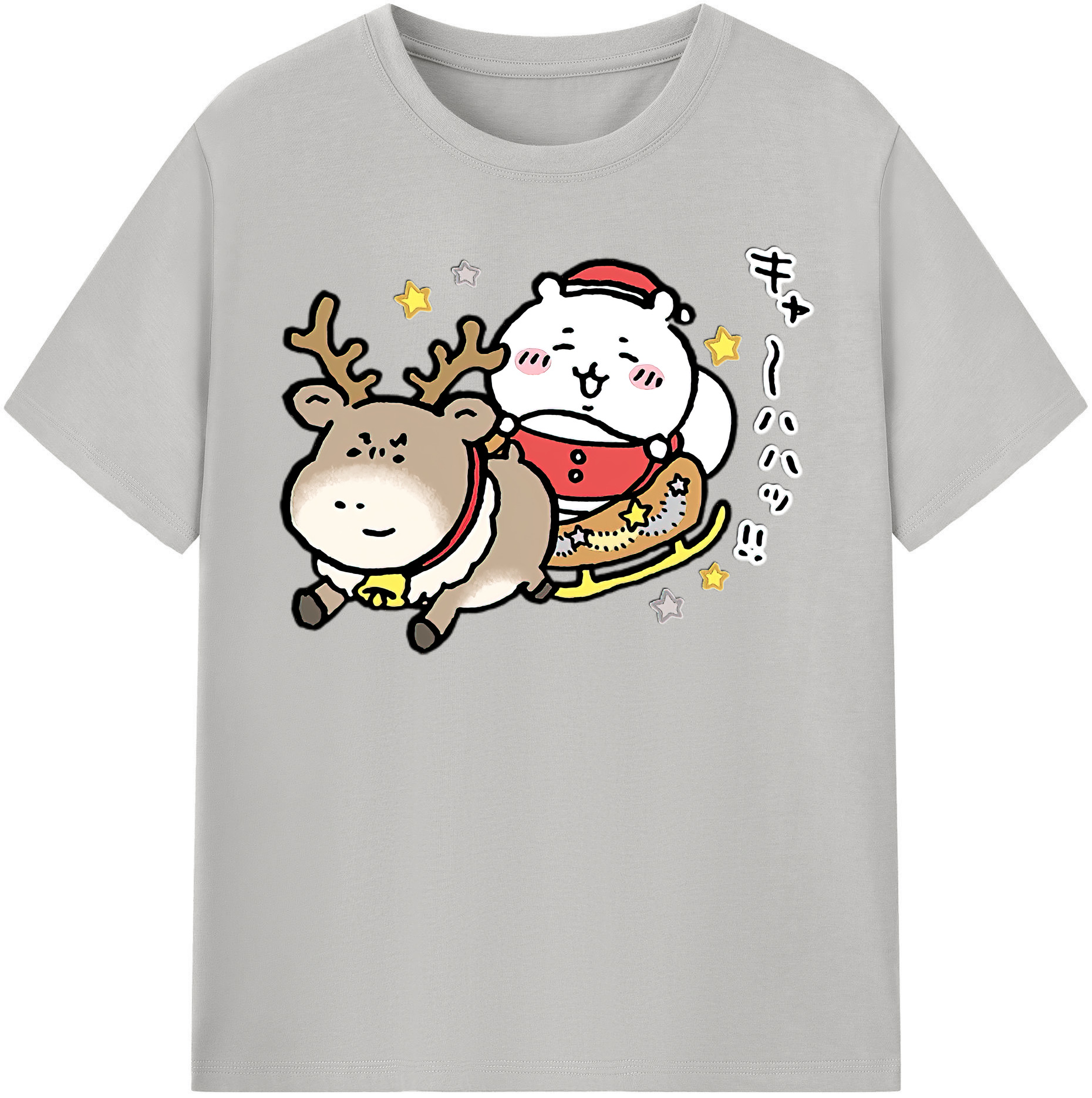 （画像用） ちいかわ ちいかわ Chii-kawa chiikawa レディースカジュアルプリントTシャツ（綿100％）