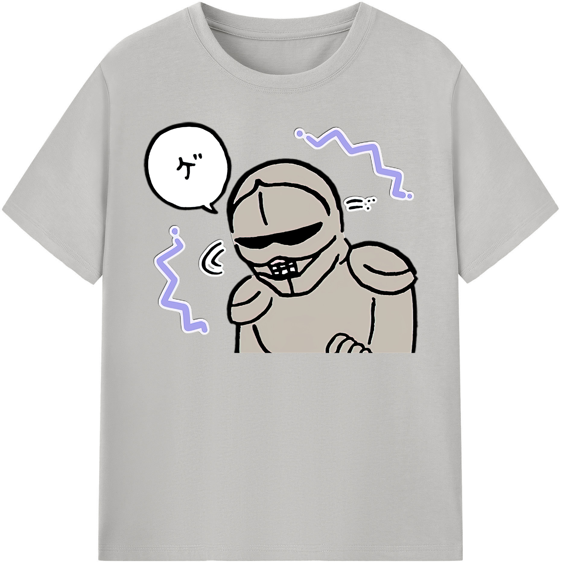 （画像用） ちいかわ 労働の鎧さん Chii-kawa Mr. Armor of Labor レディースカジュアルプリントTシャツ（綿100％）