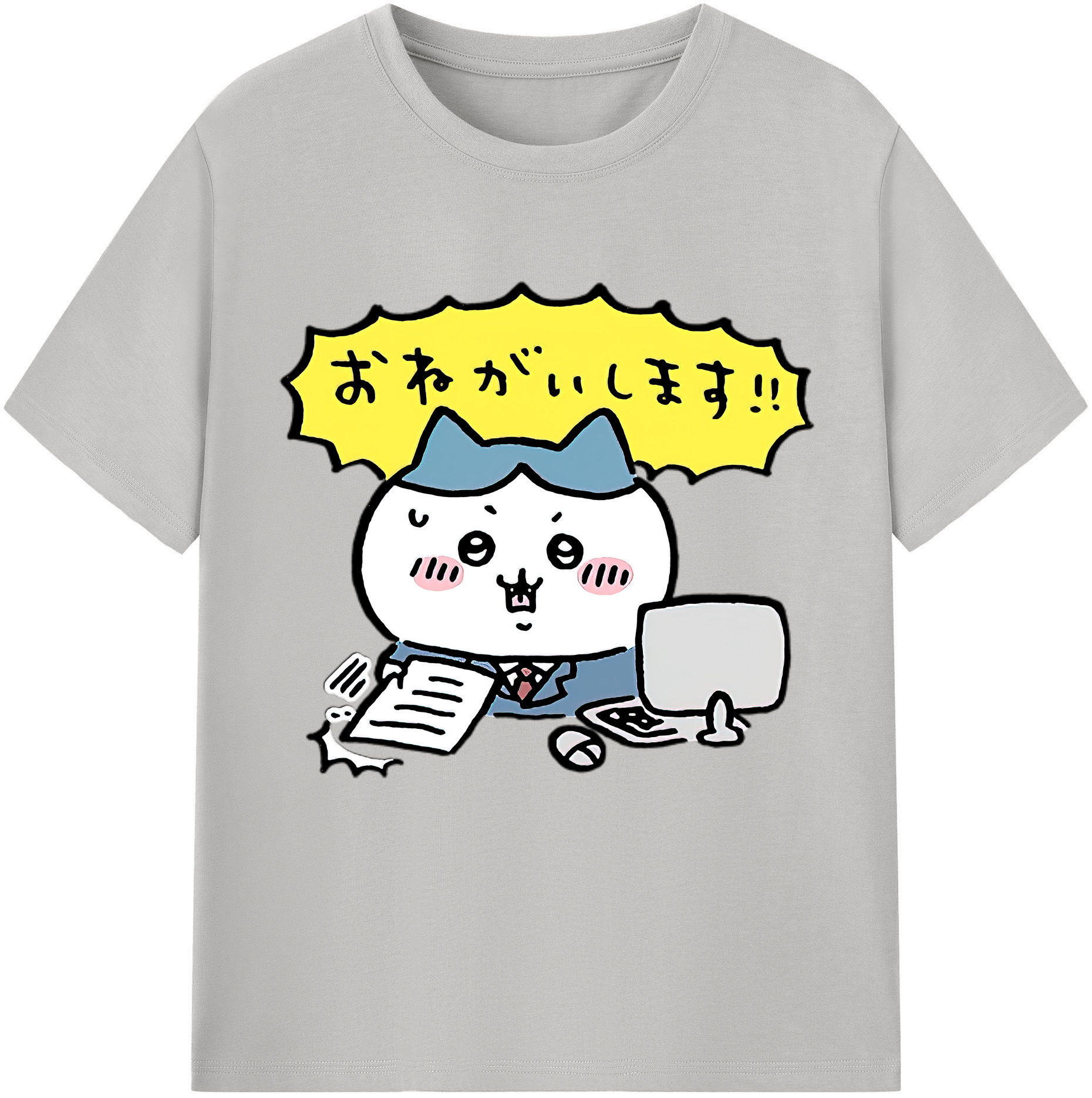 （画像用） ちいかわ ハチワレ Chii-kawa hachiware レディースカジュアルプリントTシャツ（綿100％）
