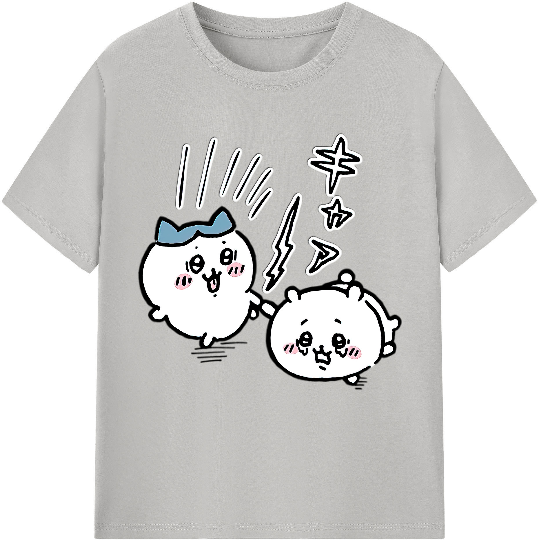 （画像用） ちいかわ ハチワレ Chii-kawa hachiware レディースカジュアルプリントTシャツ（綿100％）