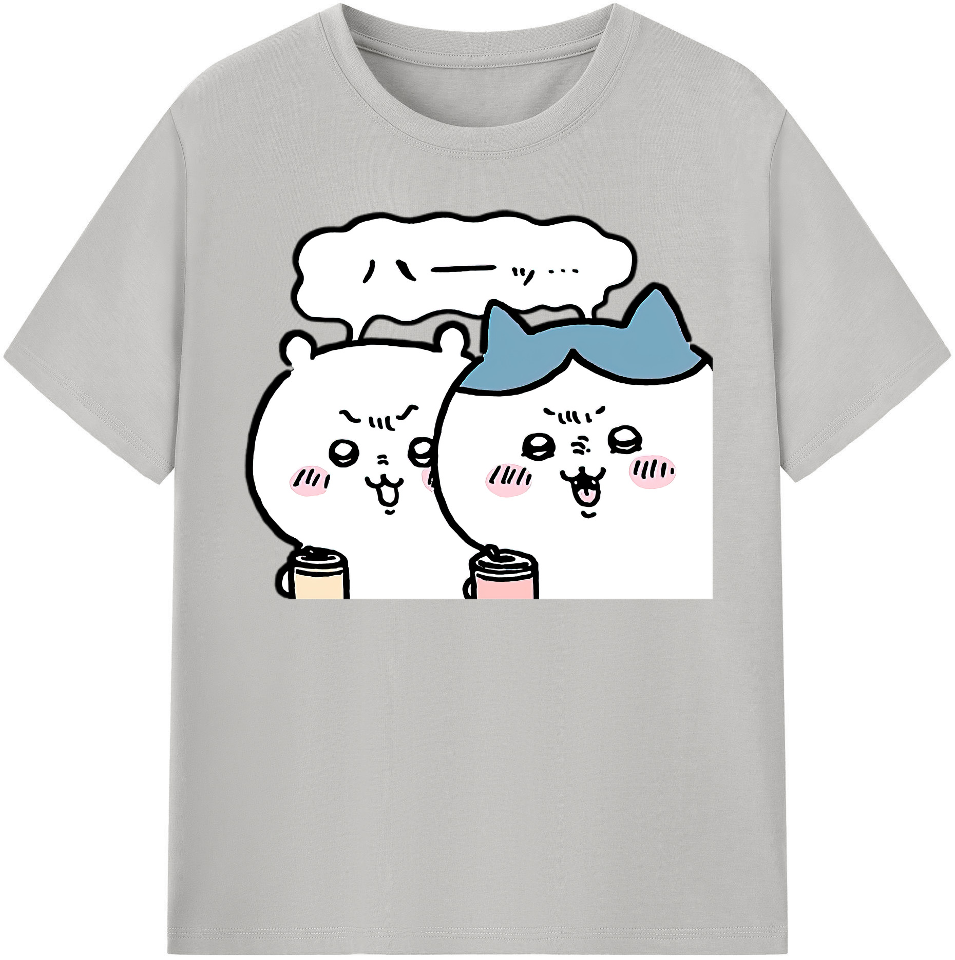 （画像用） ちいかわ ハチワレ Chii-kawa hachiware レディースカジュアルプリントTシャツ（綿100％）