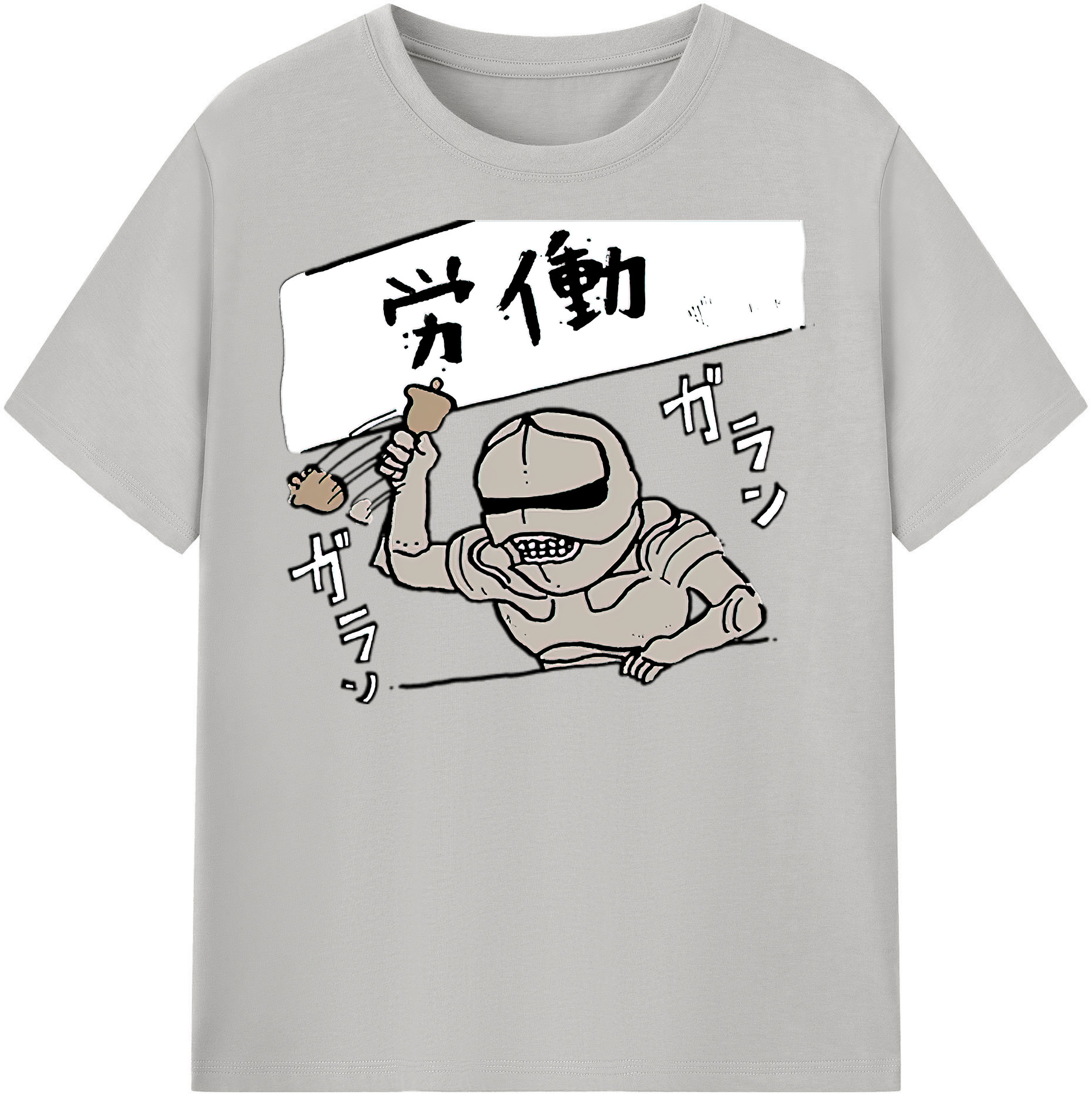 （画像用） ちいかわ 労働の鎧さん Chii-kawa Mr. Armor of Labor レディースカジュアルプリントTシャツ（綿100％）