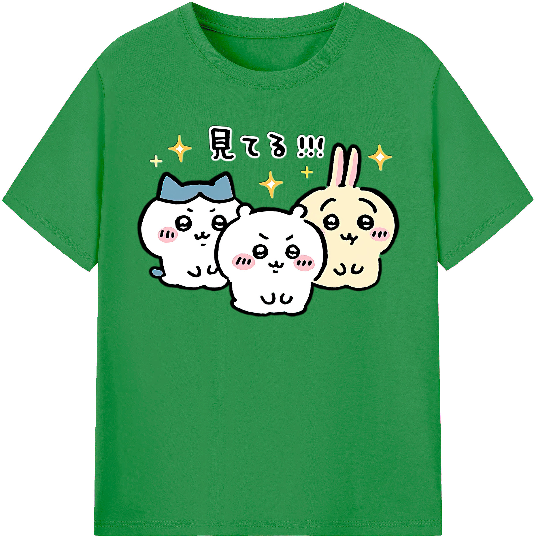 （画像用） ちいかわ ハチワレ Chii-kawa hachiware レディースカジュアルプリントTシャツ（綿100％）