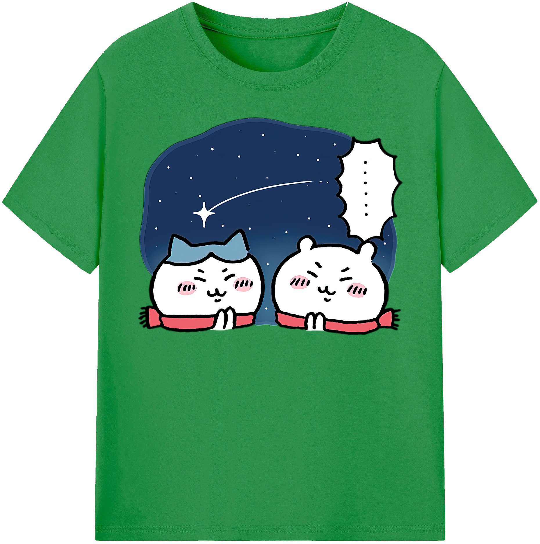 （画像用） ちいかわ ハチワレ Chii-kawa hachiware レディースカジュアルプリントTシャツ（綿100％）