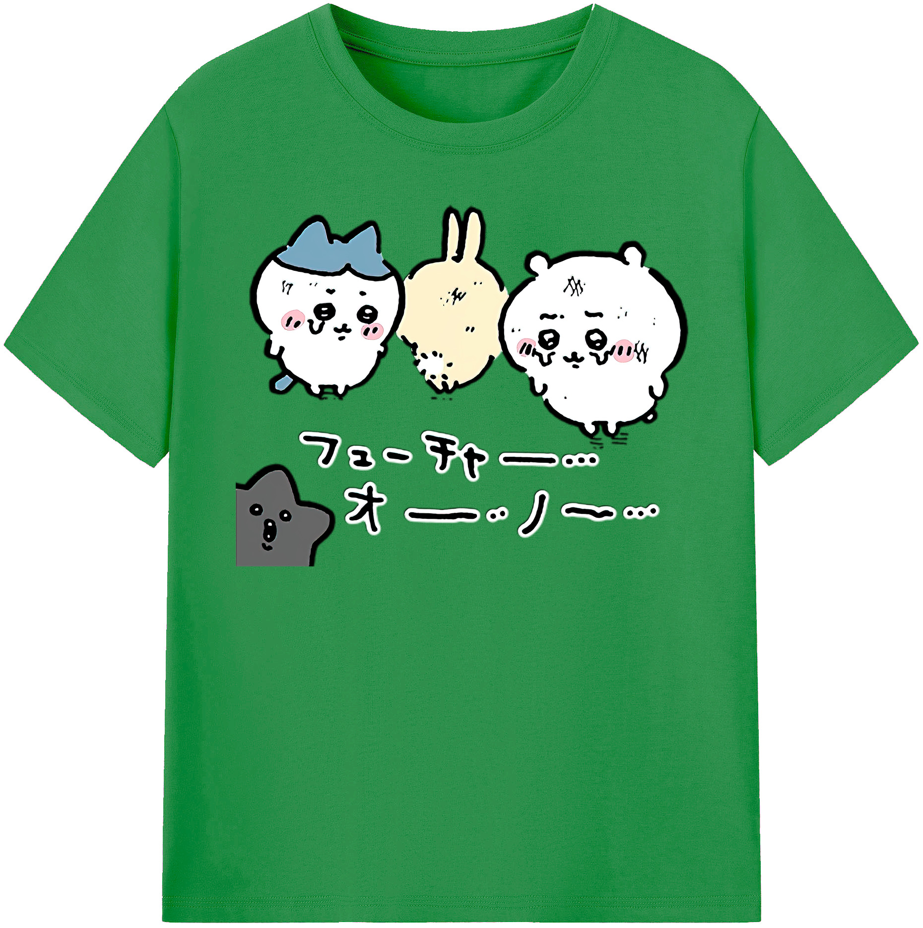 （画像用） ちいかわ ハチワレ Chii-kawa hachiware レディースカジュアルプリントTシャツ（綿100％）