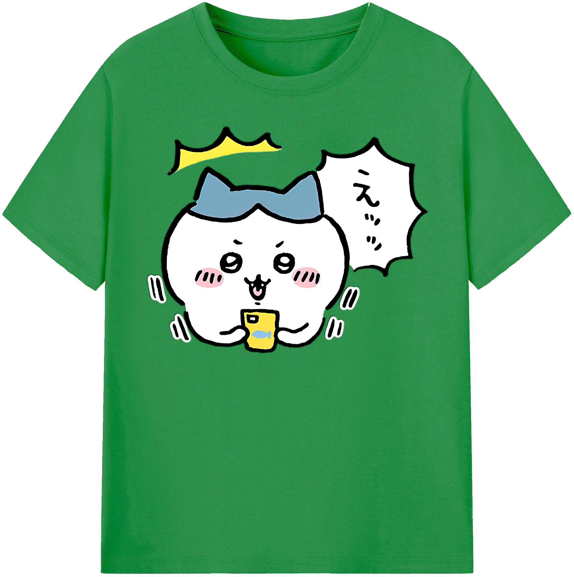 （画像用） ちいかわ ハチワレ Chii-kawa hachiware レディースカジュアルプリントTシャツ（綿100％）