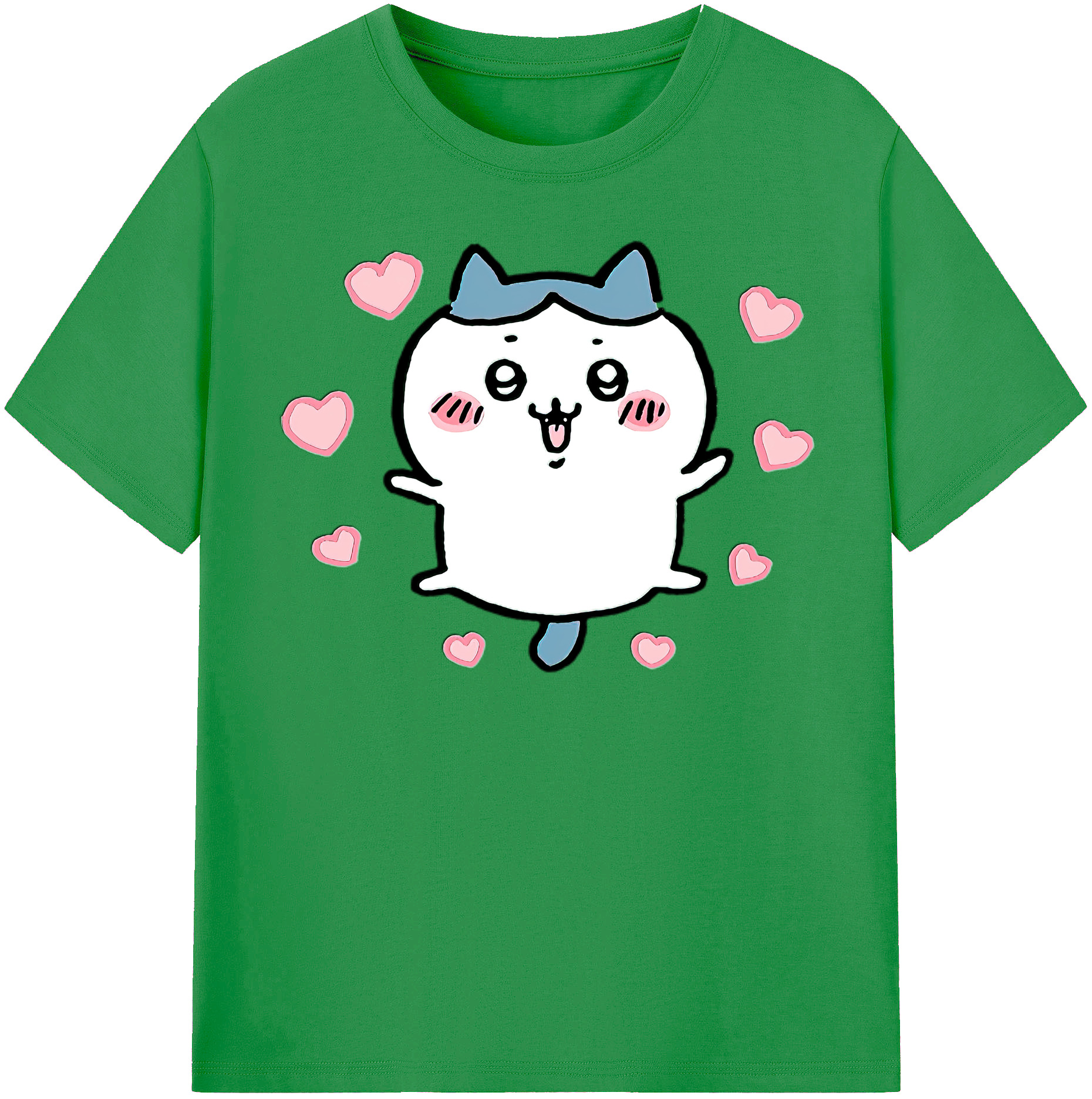 （画像用） ちいかわ ハチワレ Chii-kawa hachiware レディースカジュアルプリントTシャツ（綿100％）