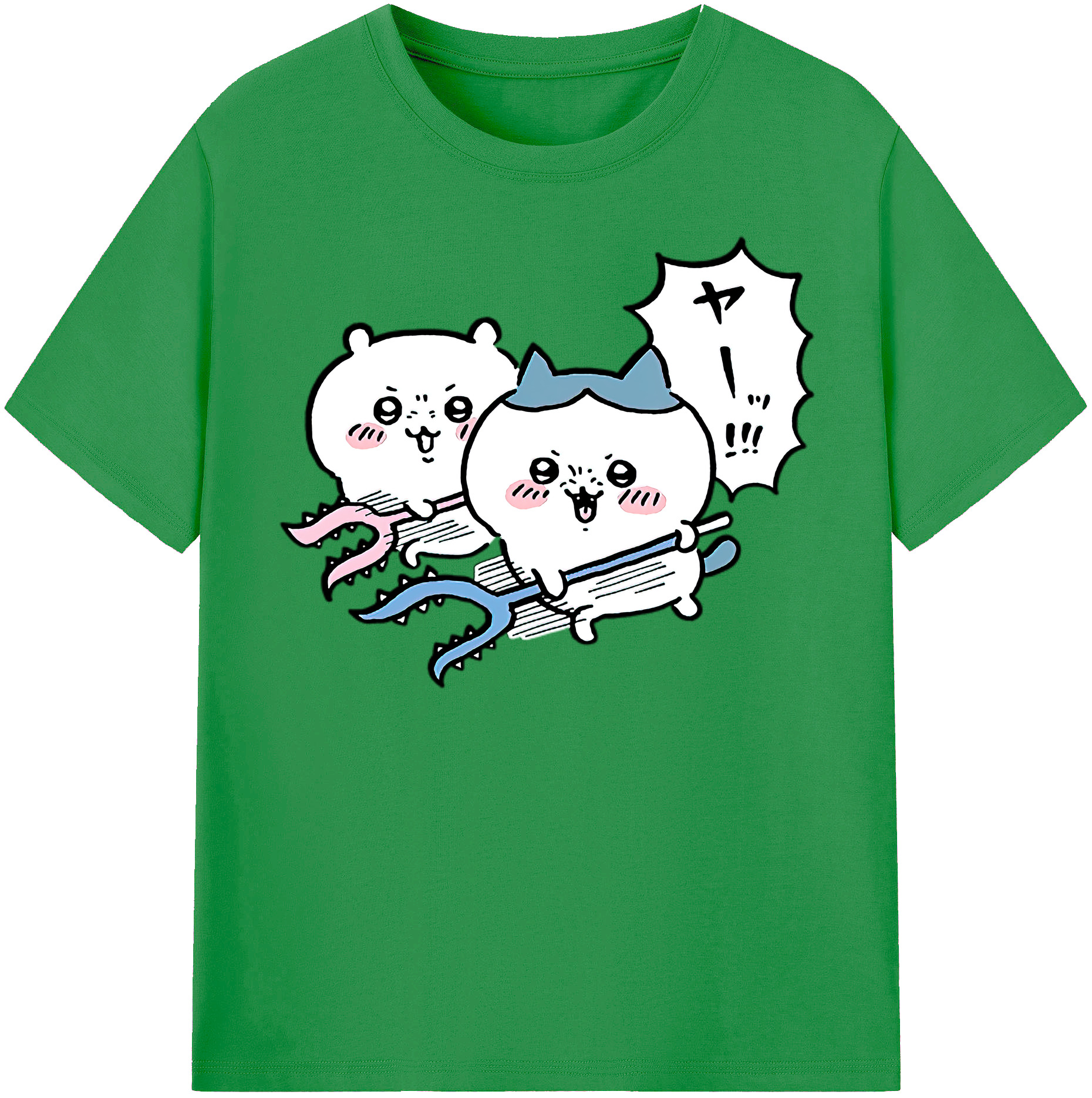 （画像用） ちいかわ ハチワレ Chii-kawa hachiware レディースカジュアルプリントTシャツ（綿100％）