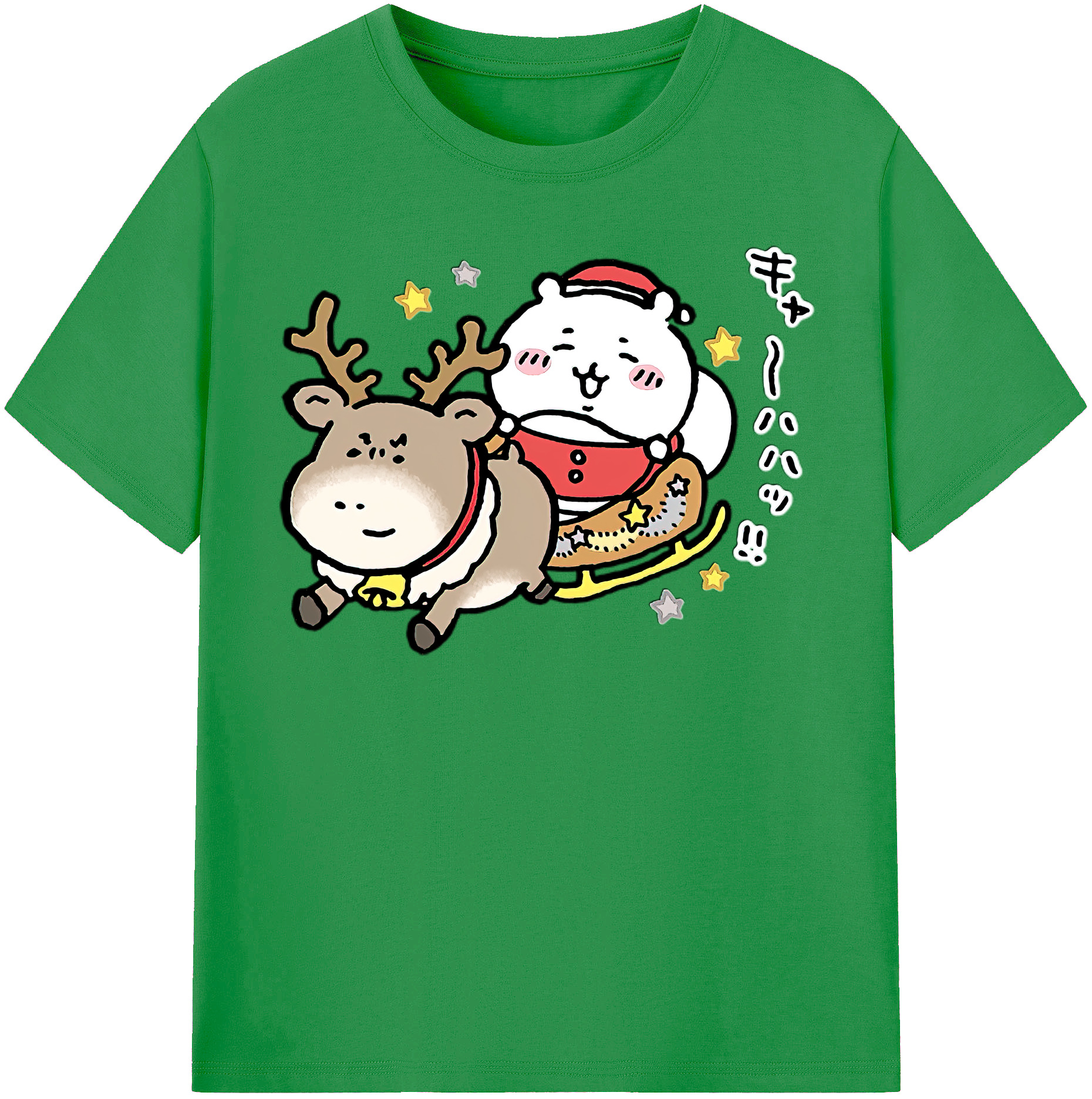 （画像用） ちいかわ ちいかわ Chii-kawa chiikawa レディースカジュアルプリントTシャツ（綿100％）