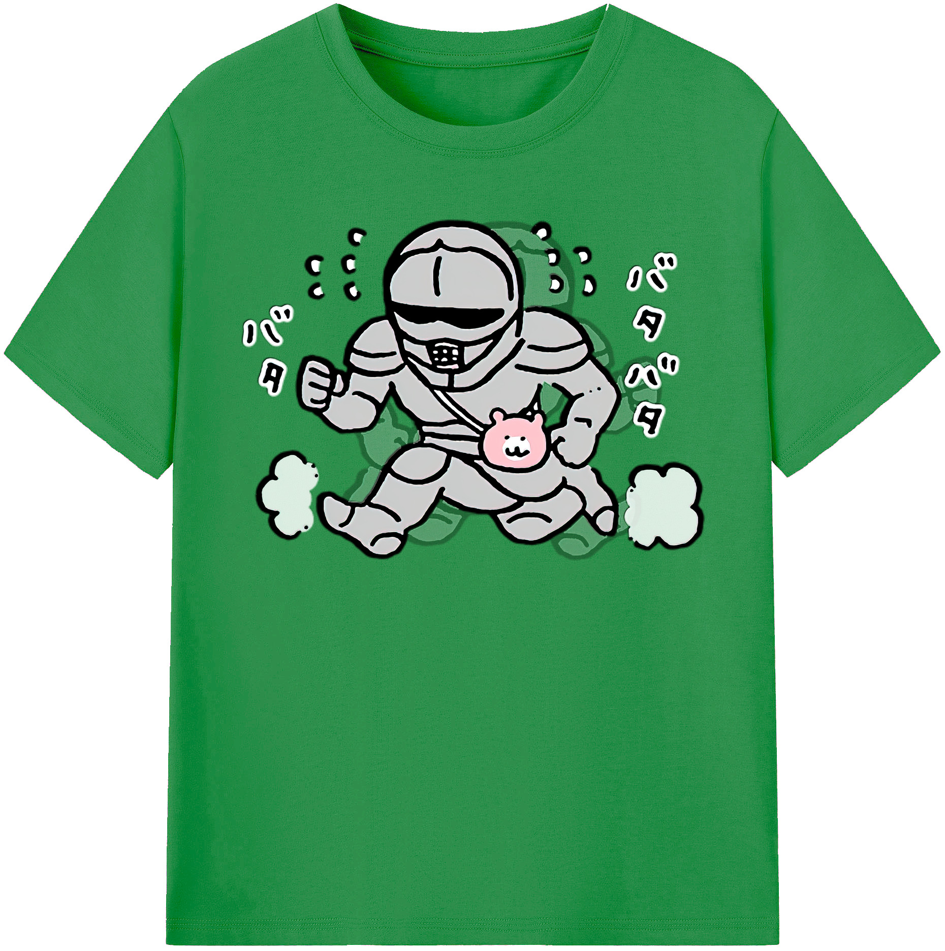 （画像用） ちいかわ 労働の鎧さん Chii-kawa Mr. Armor of Labor レディースカジュアルプリントTシャツ（綿100％）