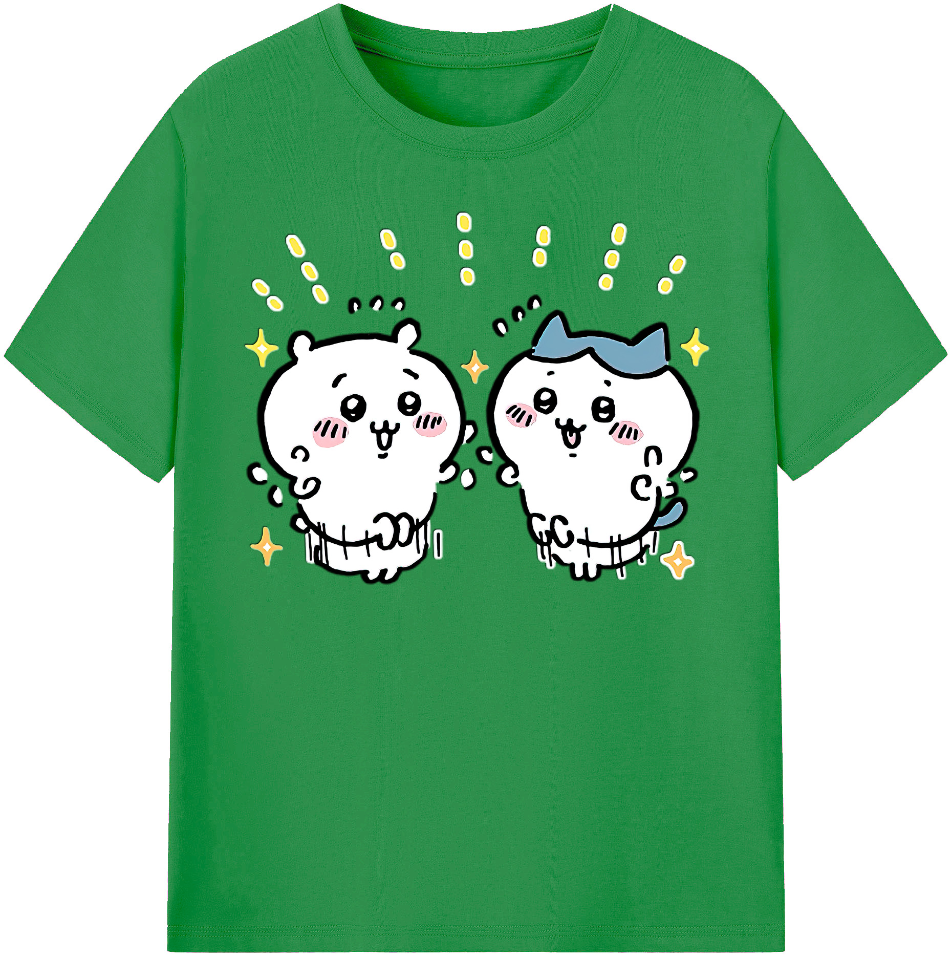 （画像用） ちいかわ ハチワレ Chii-kawa hachiware レディースカジュアルプリントTシャツ（綿100％）
