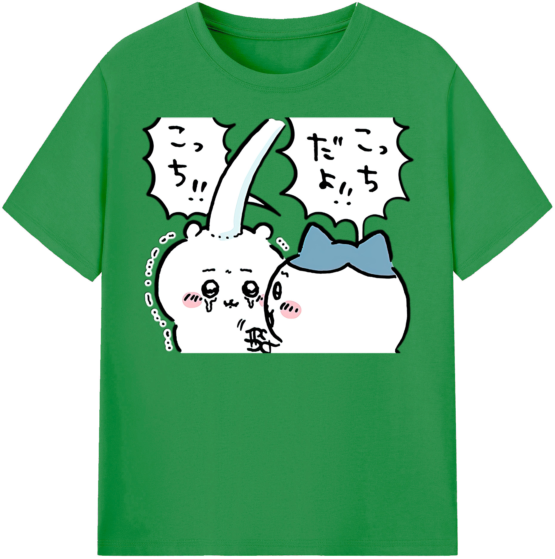 （画像用） ちいかわ ハチワレ Chii-kawa hachiware レディースカジュアルプリントTシャツ（綿100％）