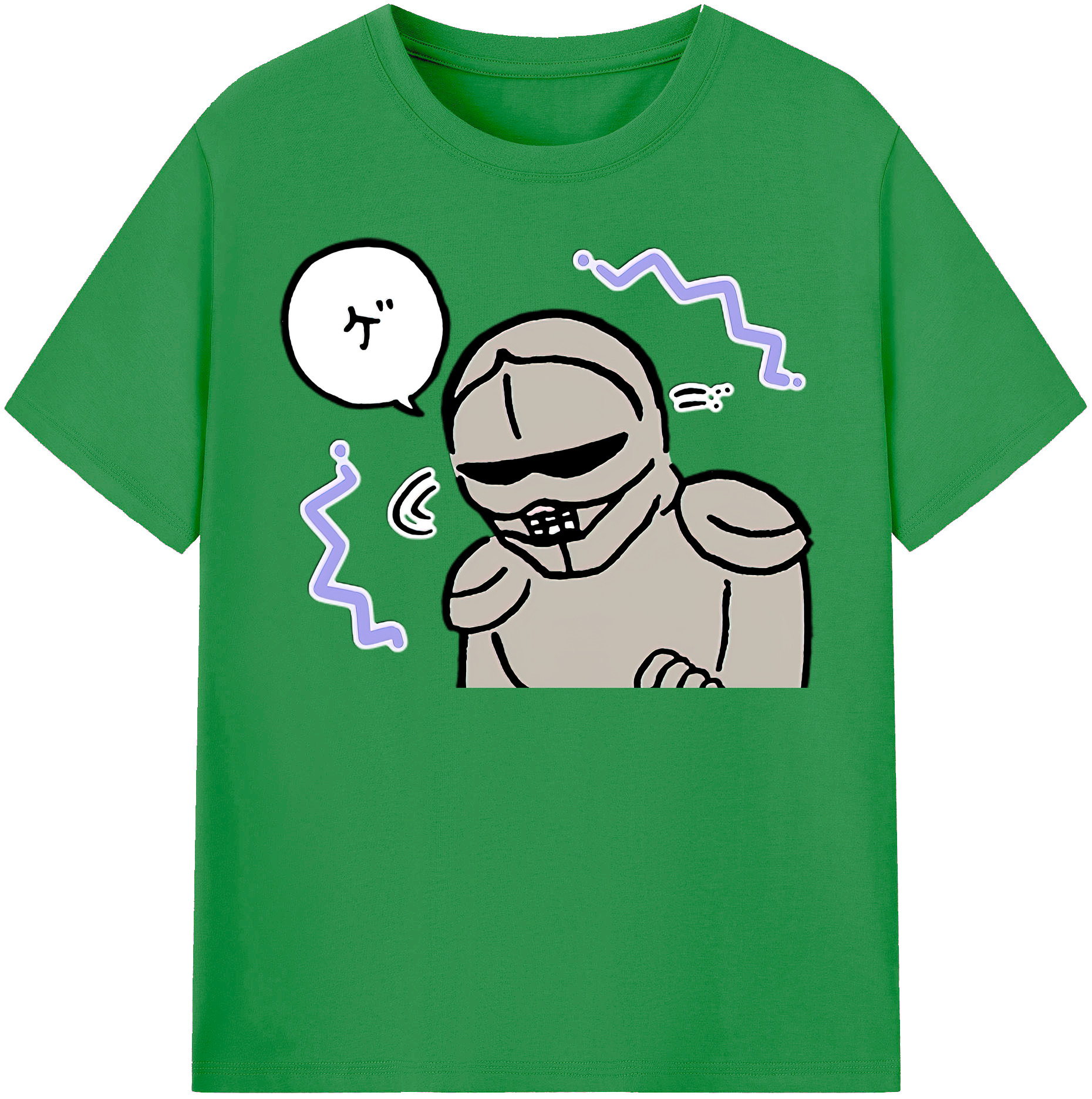 （画像用） ちいかわ 労働の鎧さん Chii-kawa Mr. Armor of Labor レディースカジュアルプリントTシャツ（綿100％）