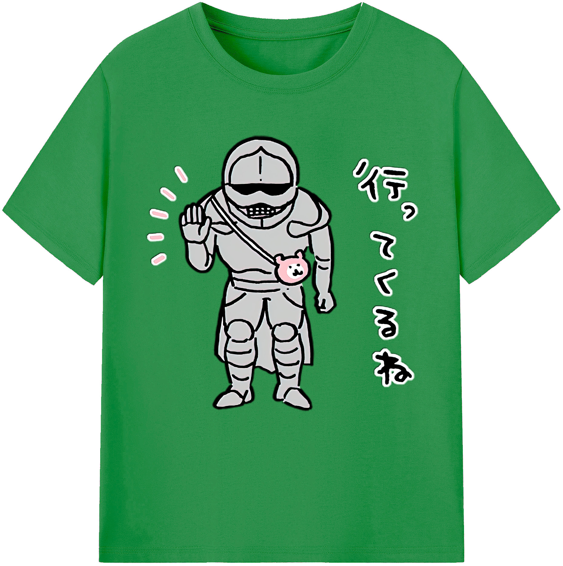 （画像用） ちいかわ 労働の鎧さん Chii-kawa Mr. Armor of Labor レディースカジュアルプリントTシャツ（綿100％）