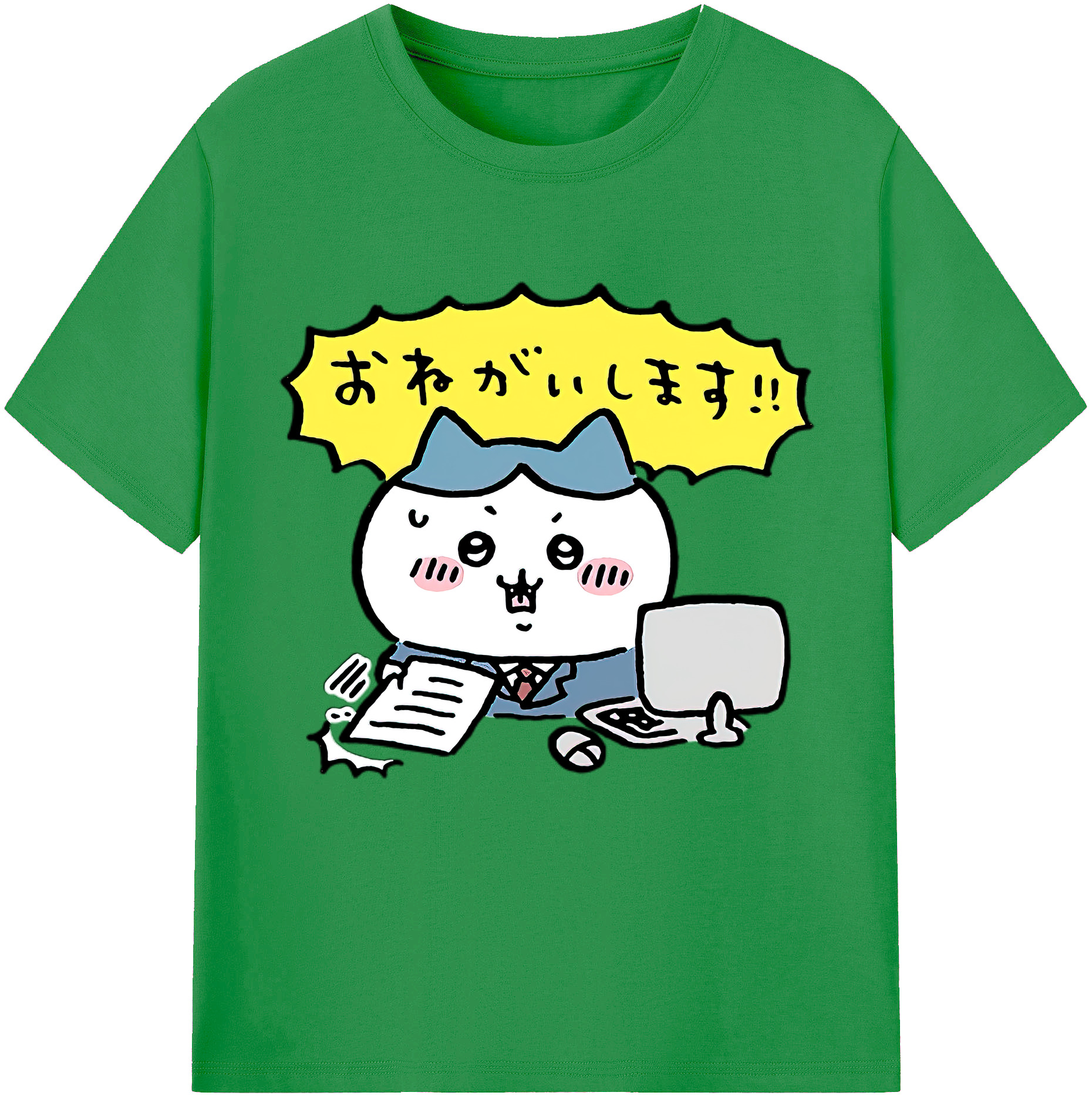 （画像用） ちいかわ ハチワレ Chii-kawa hachiware レディースカジュアルプリントTシャツ（綿100％）