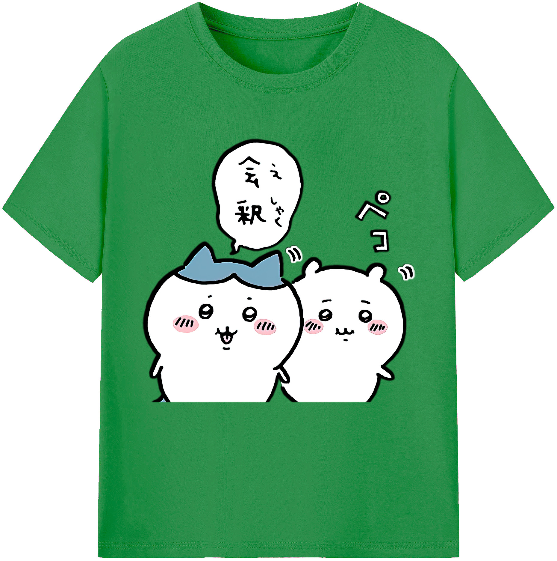 （画像用） ちいかわ ハチワレ Chii-kawa hachiware レディースカジュアルプリントTシャツ（綿100％）