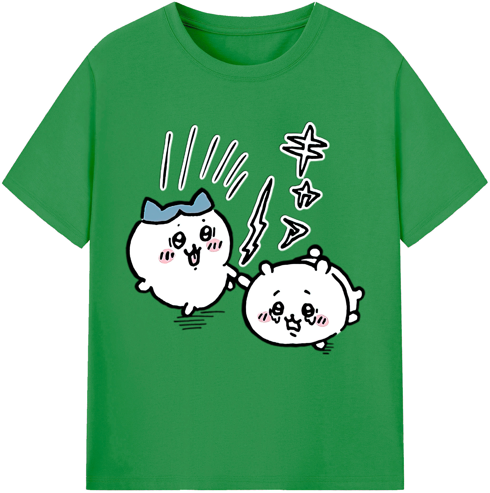 （画像用） ちいかわ ハチワレ Chii-kawa hachiware レディースカジュアルプリントTシャツ（綿100％）