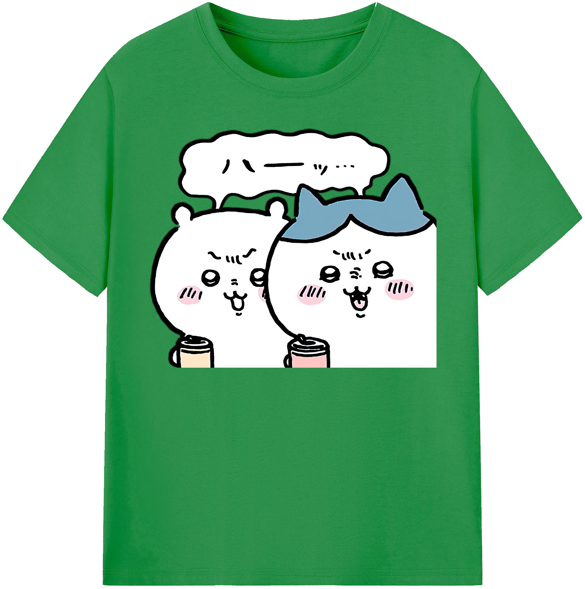 （画像用） ちいかわ ハチワレ Chii-kawa hachiware レディースカジュアルプリントTシャツ（綿100％）