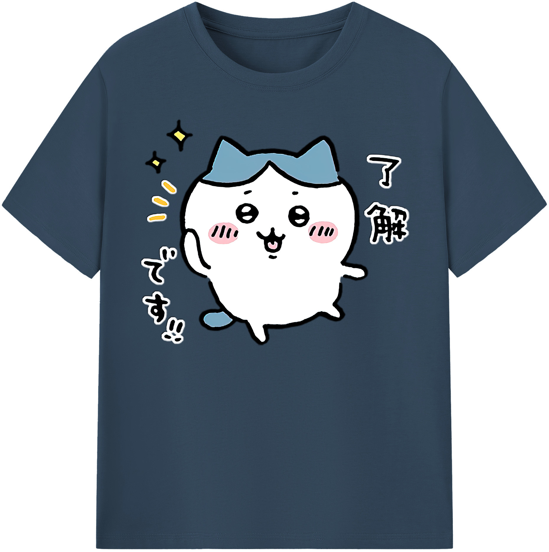 （画像用） ちいかわ ハチワレ Chii-kawa hachiware レディースカジュアルプリントTシャツ（綿100％）