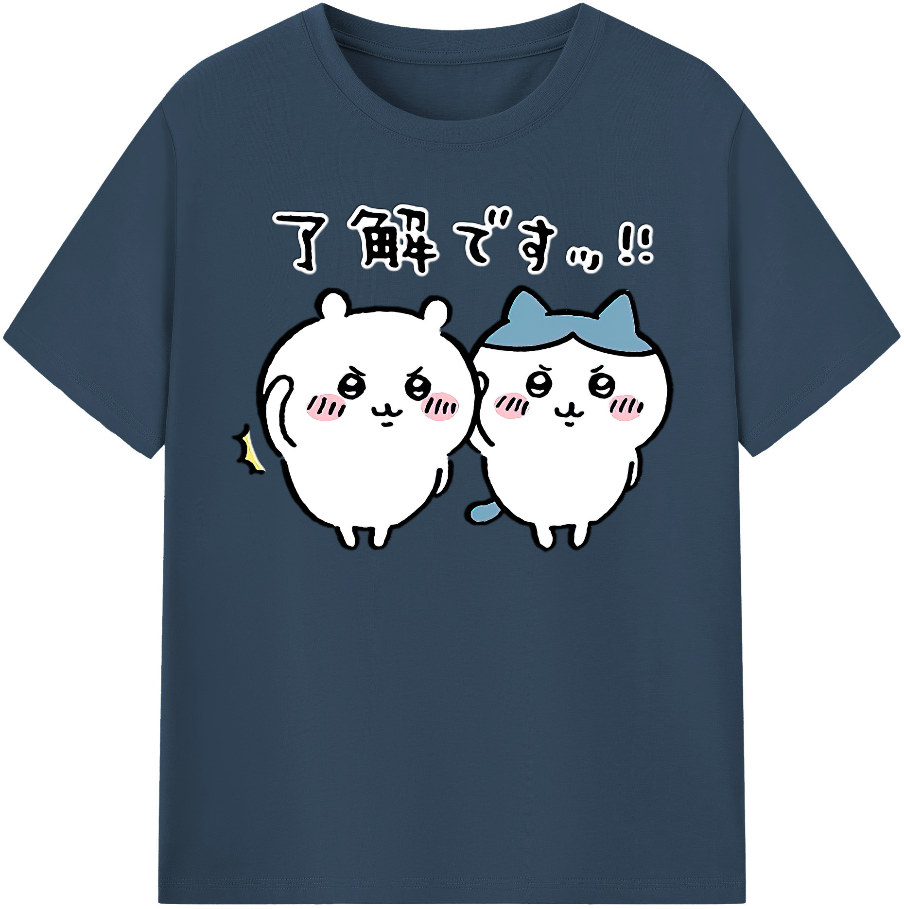 （画像用） ちいかわ ハチワレ Chii-kawa hachiware レディースカジュアルプリントTシャツ（綿100％）
