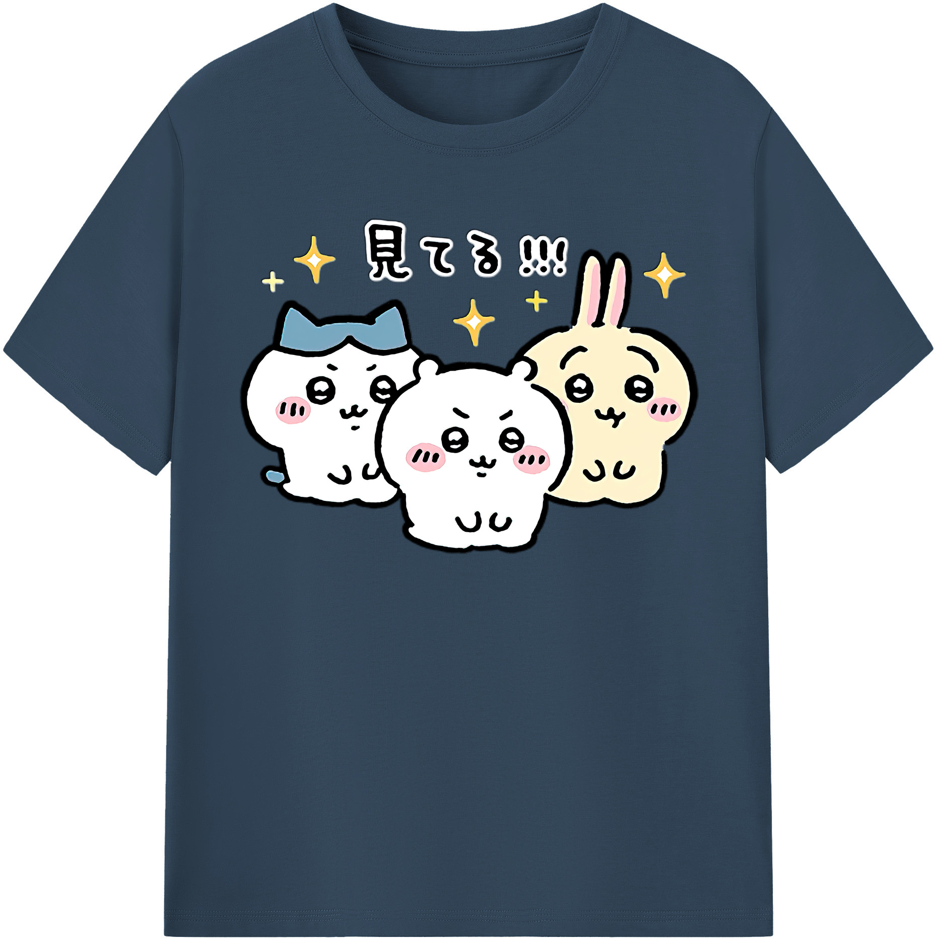 （画像用） ちいかわ ハチワレ Chii-kawa hachiware レディースカジュアルプリントTシャツ（綿100％）