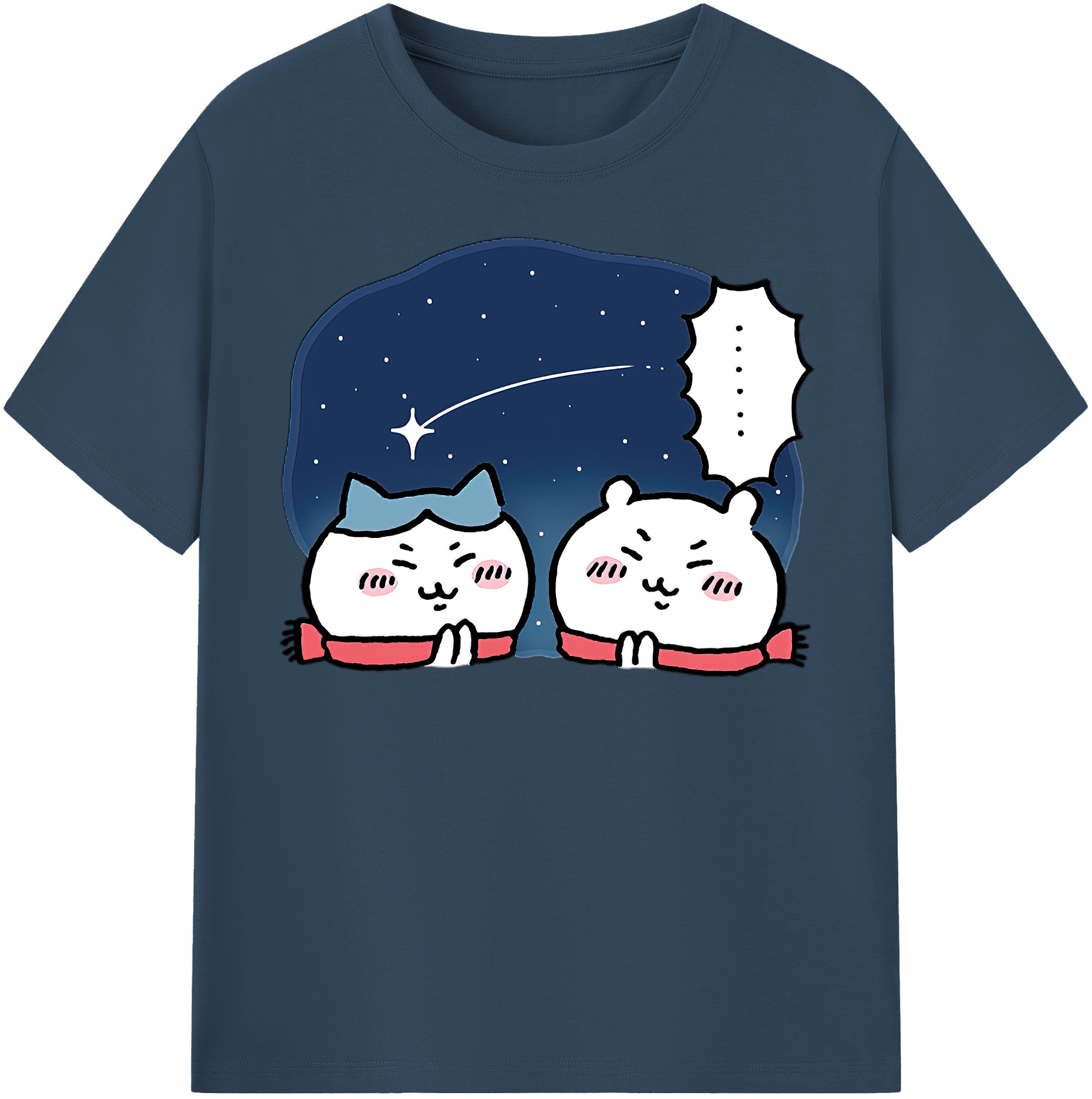 （画像用） ちいかわ ハチワレ Chii-kawa hachiware レディースカジュアルプリントTシャツ（綿100％）
