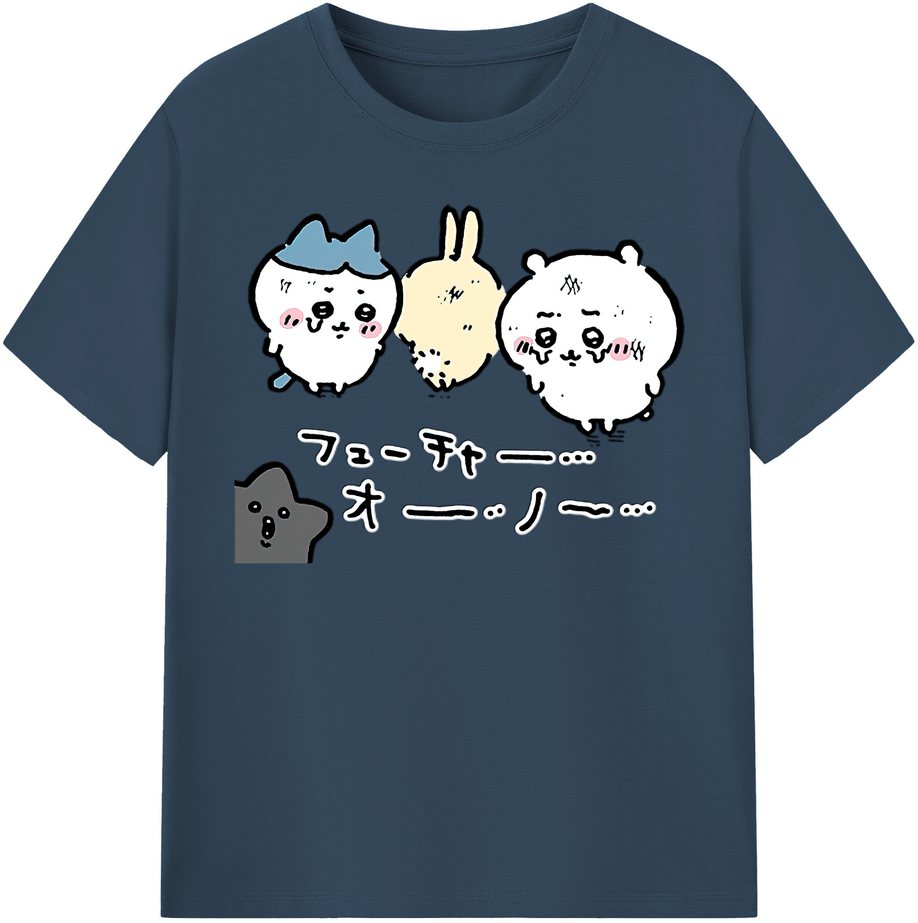 （画像用） ちいかわ ハチワレ Chii-kawa hachiware レディースカジュアルプリントTシャツ（綿100％）