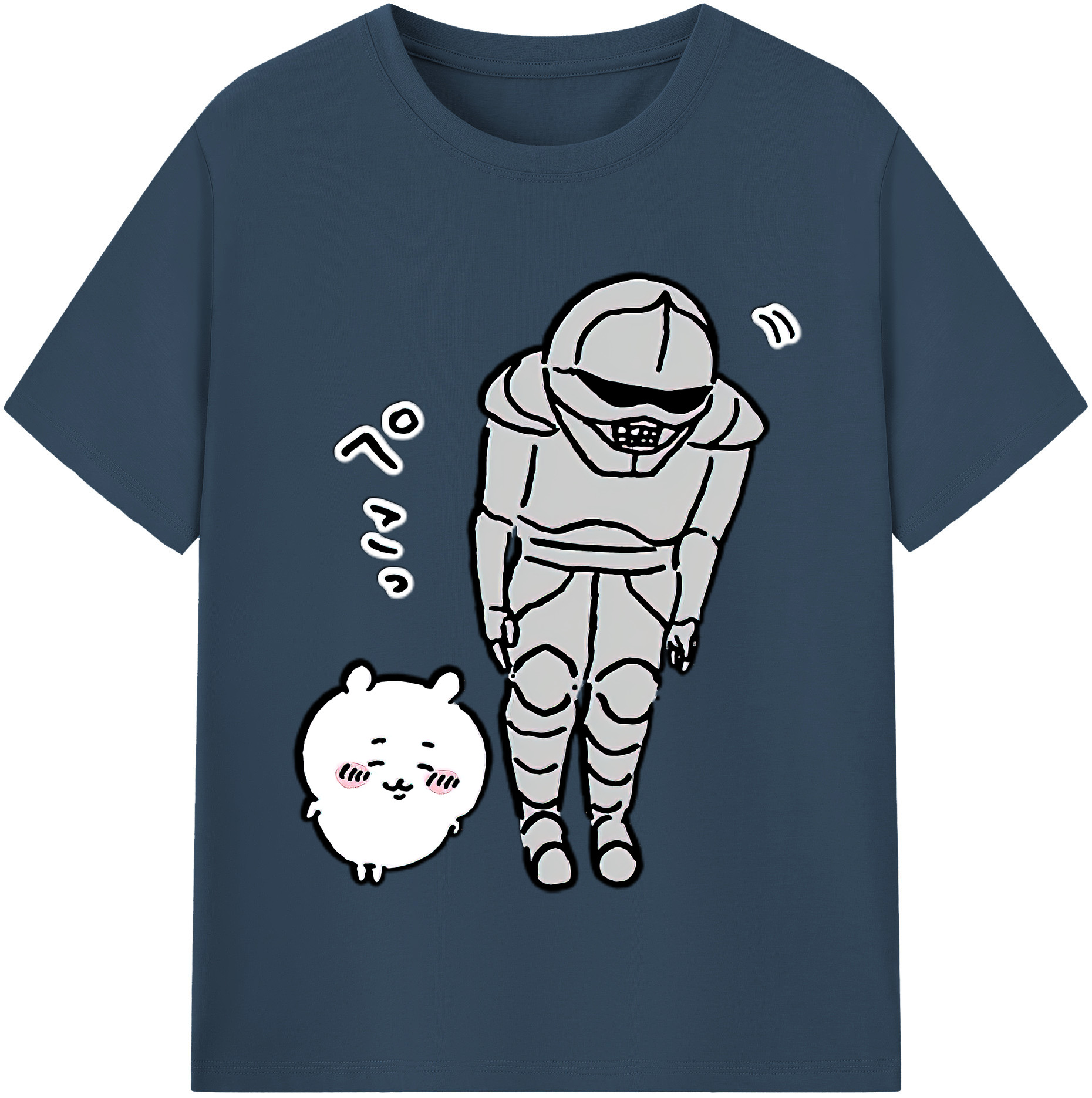 （画像用） ちいかわ 労働の鎧さん Chii-kawa Mr. Armor of Labor レディースカジュアルプリントTシャツ（綿100％）