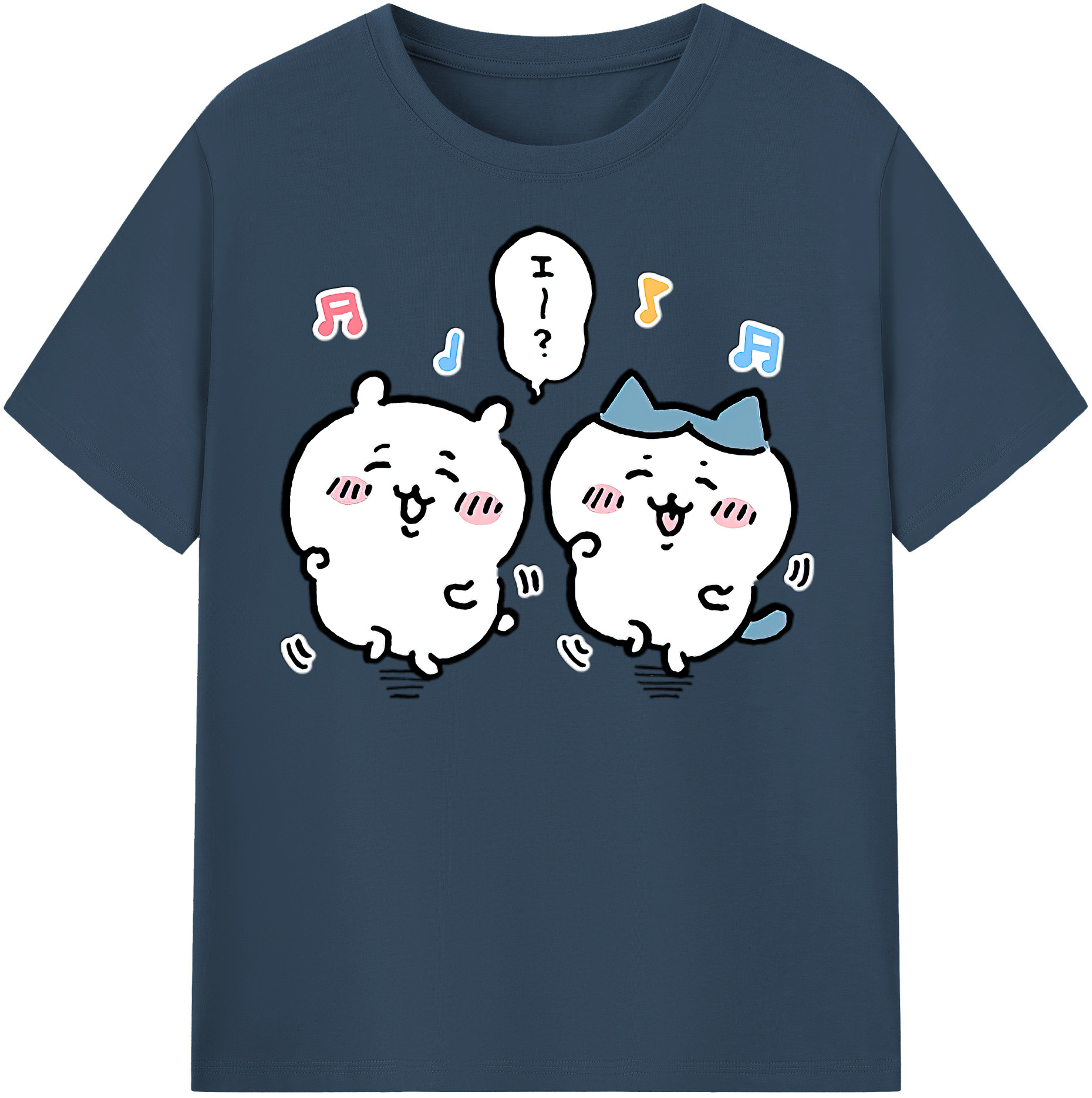 （画像用） ちいかわ ハチワレ Chii-kawa hachiware レディースカジュアルプリントTシャツ（綿100％）
