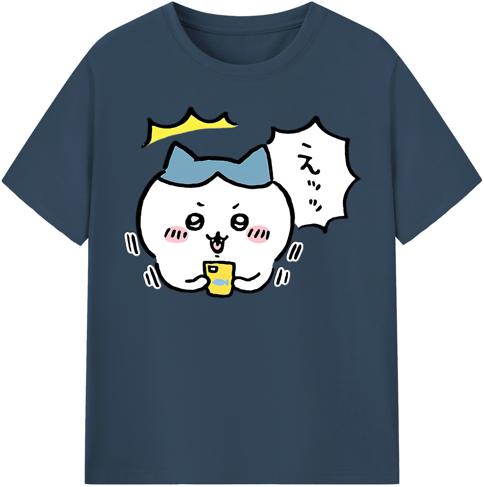 （画像用） ちいかわ ハチワレ Chii-kawa hachiware レディースカジュアルプリントTシャツ（綿100％）