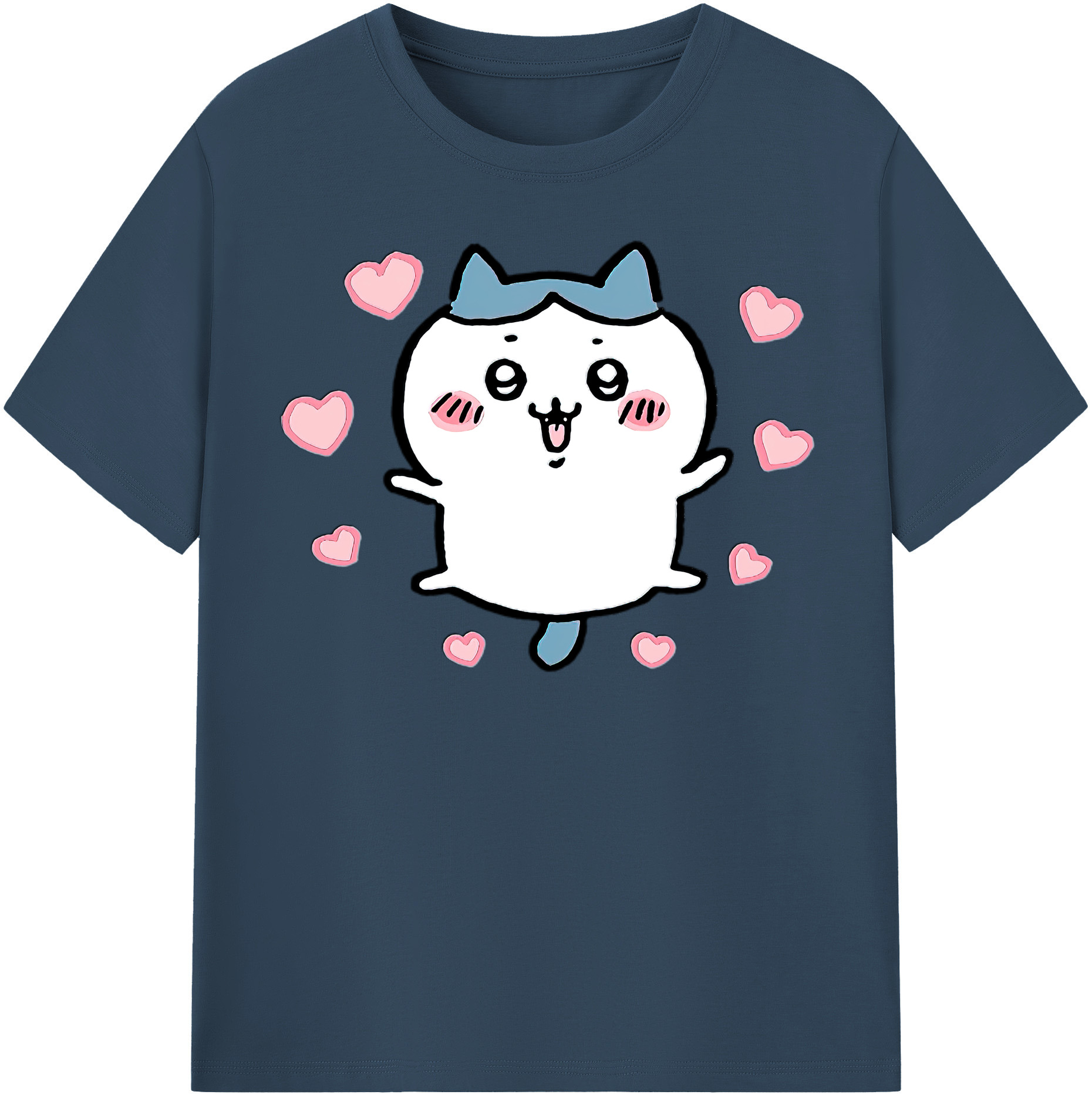 （画像用） ちいかわ ハチワレ Chii-kawa hachiware レディースカジュアルプリントTシャツ（綿100％）