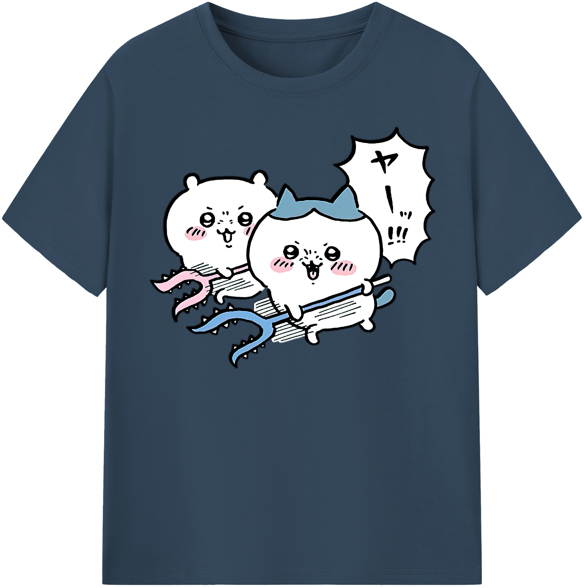 （画像用） ちいかわ ハチワレ Chii-kawa hachiware レディースカジュアルプリントTシャツ（綿100％）
