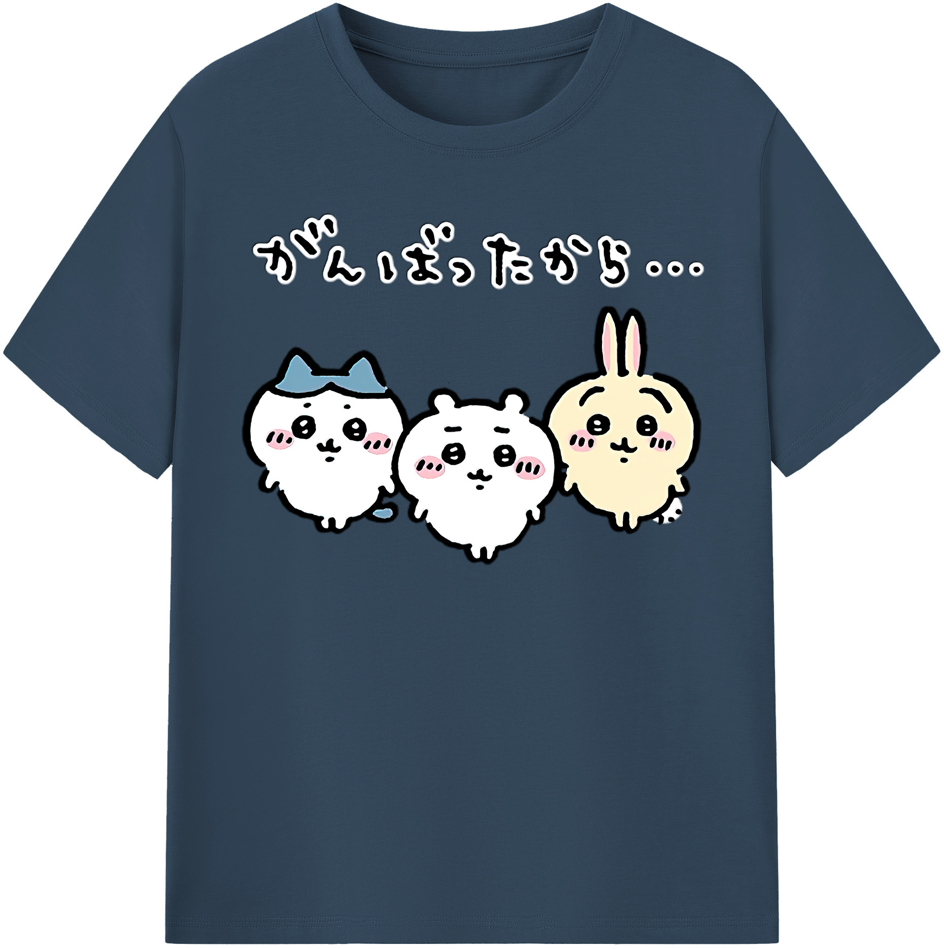 （画像用） ちいかわ ハチワレ Chii-kawa hachiware レディースカジュアルプリントTシャツ（綿100％）