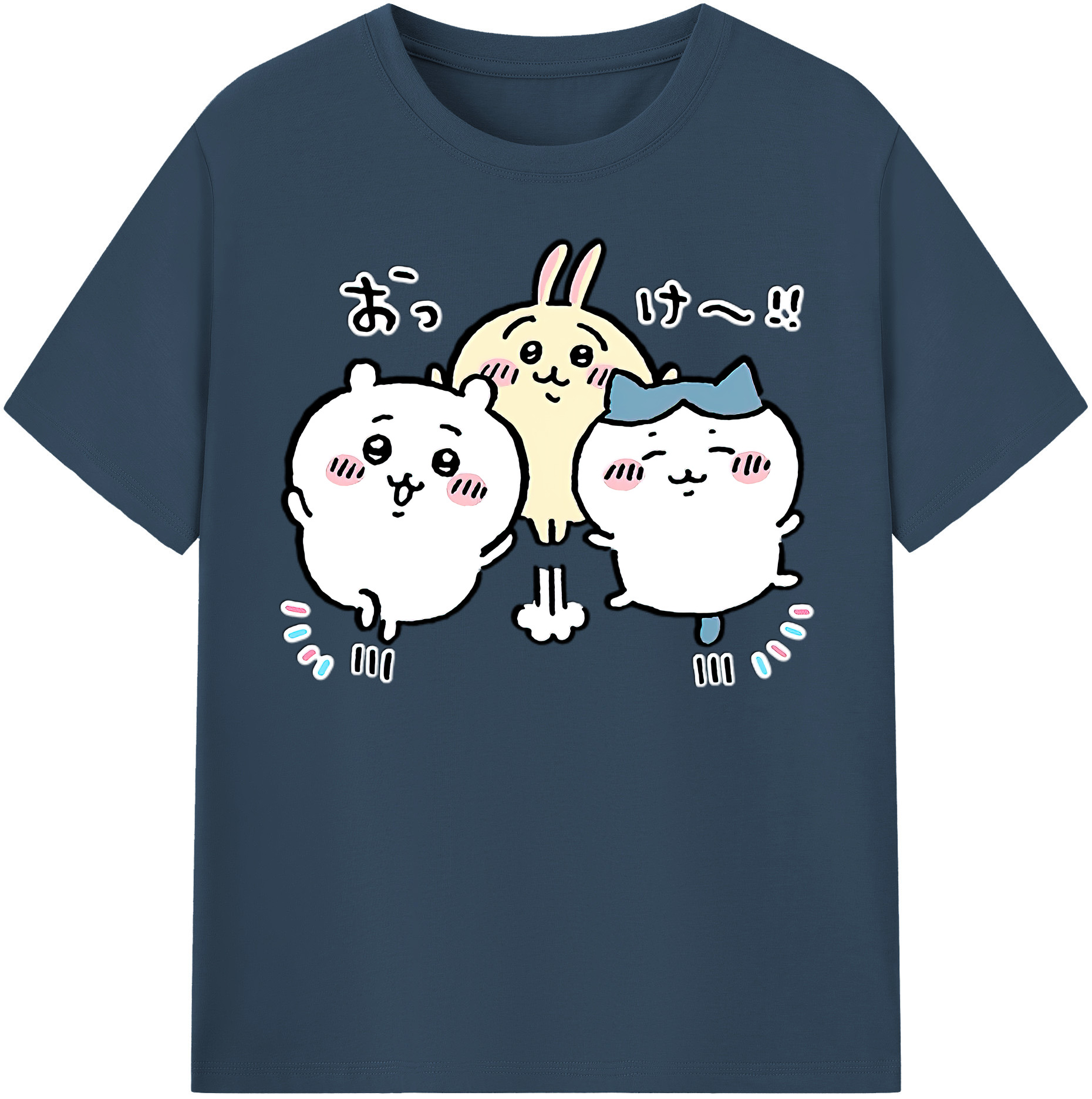 （画像用） ちいかわ ちいかわ Chii-kawa chiikawa レディースカジュアルプリントTシャツ（綿100％）